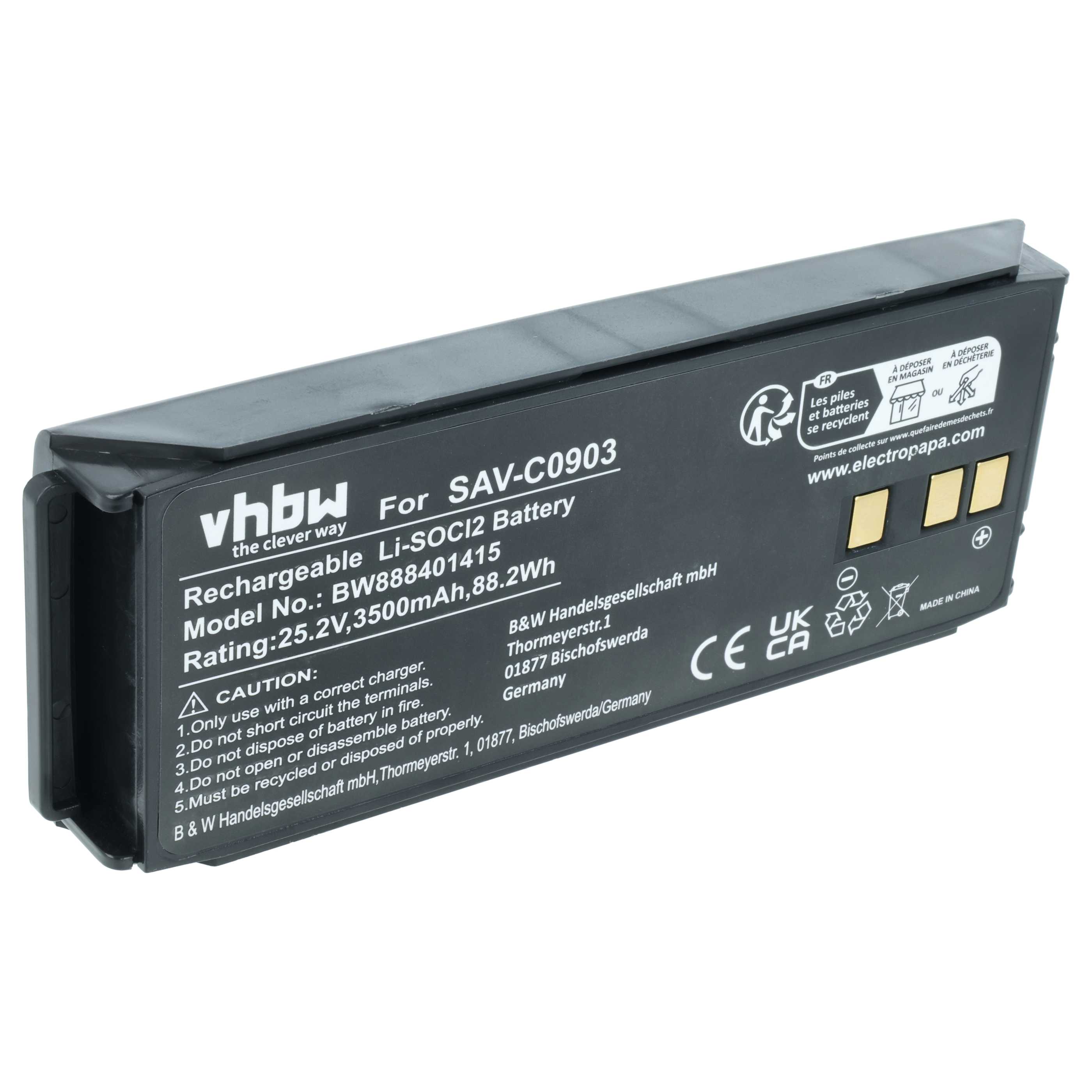 Medical Equipment Battery replaces Saver One SAV-C0903 - 3500 mAh 25.2 V Li-SOCl2