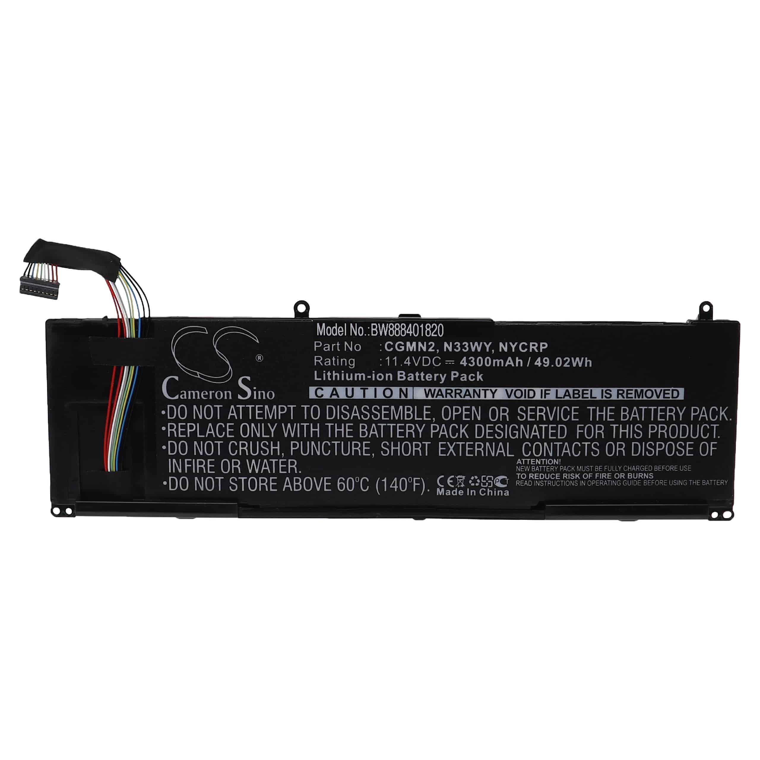 Akumulator do laptopa zamiennik Dell 0CGMN2, P19T001, P19T, NYCRP, N33WY, CGMN2 - 4300 mAh 11,4 V Li-Ion