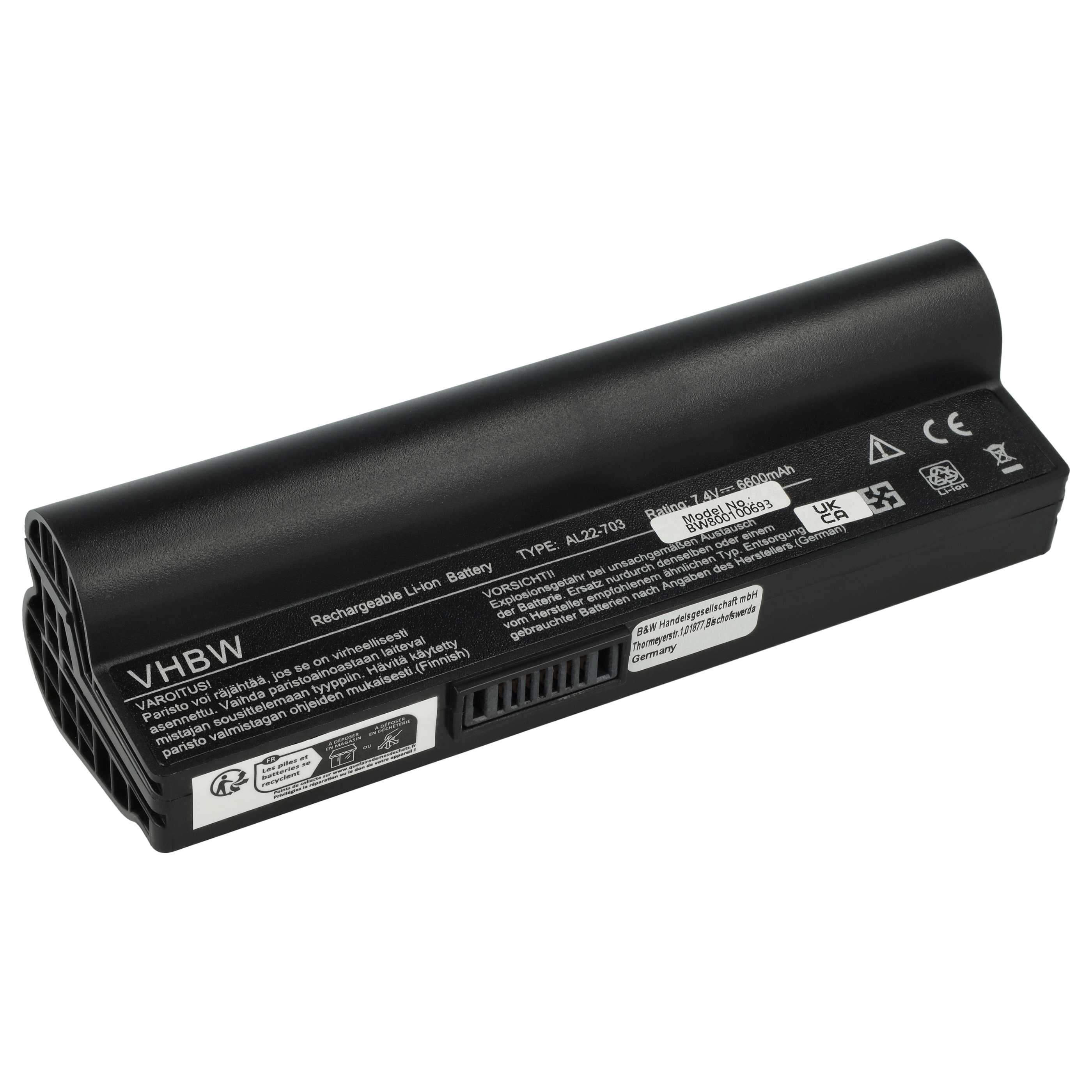 Akumulator do laptopa zamiennik Asus AL22-703 - 6600 mAh 7,4 V Li-Ion, czarny