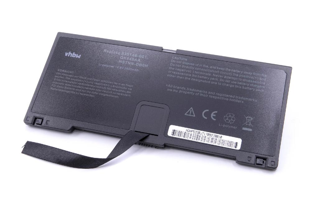 Batterie remplace HP 635146-001, 634818-271, FN04 pour ordinateur portable - 2600mAh 14,8V Li-polymère, noir