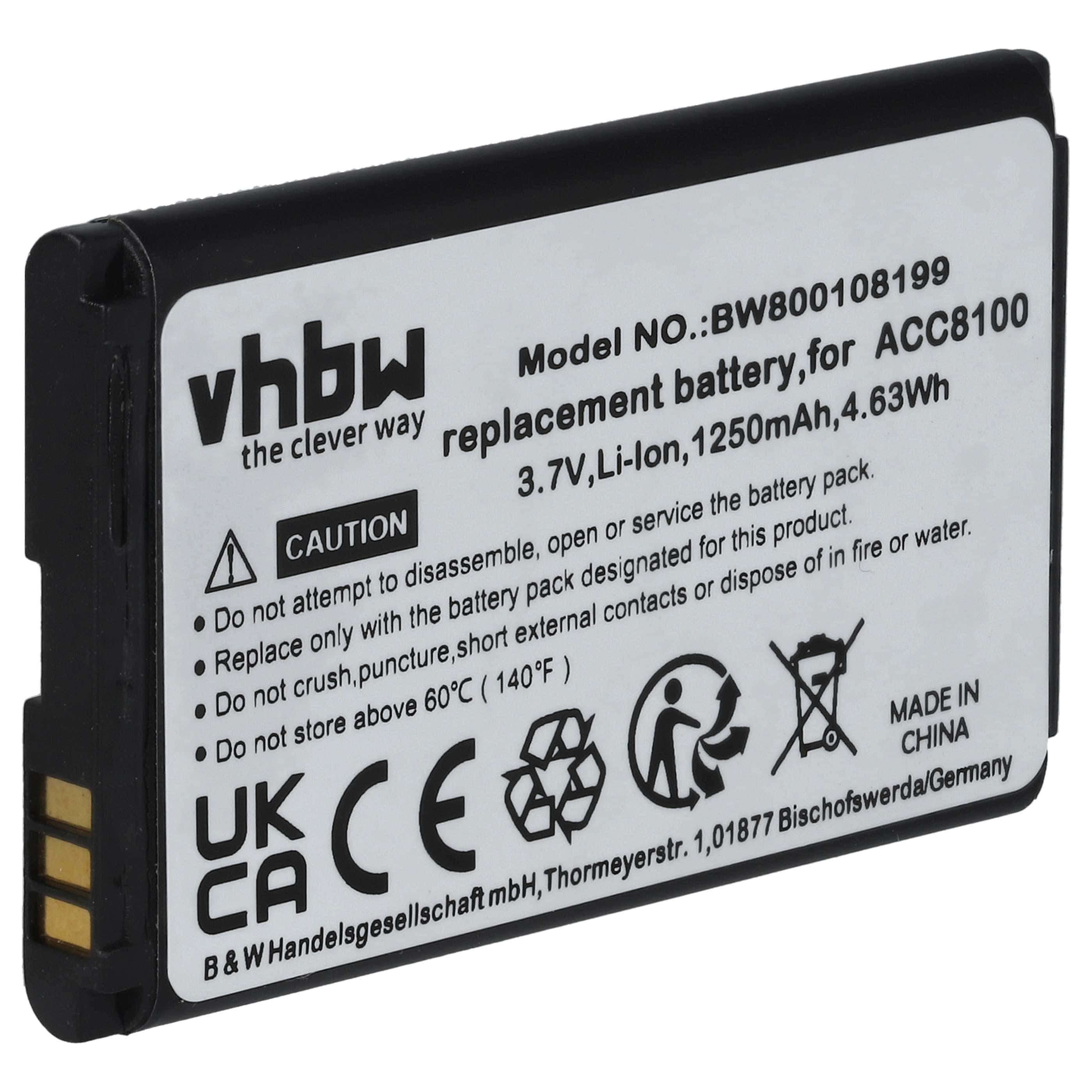 Dictaphone Battery replaces Philips ACC8100/00, ACC8100, 8403 810 00011 - 1250 mAh 3.7 V Li-Ion