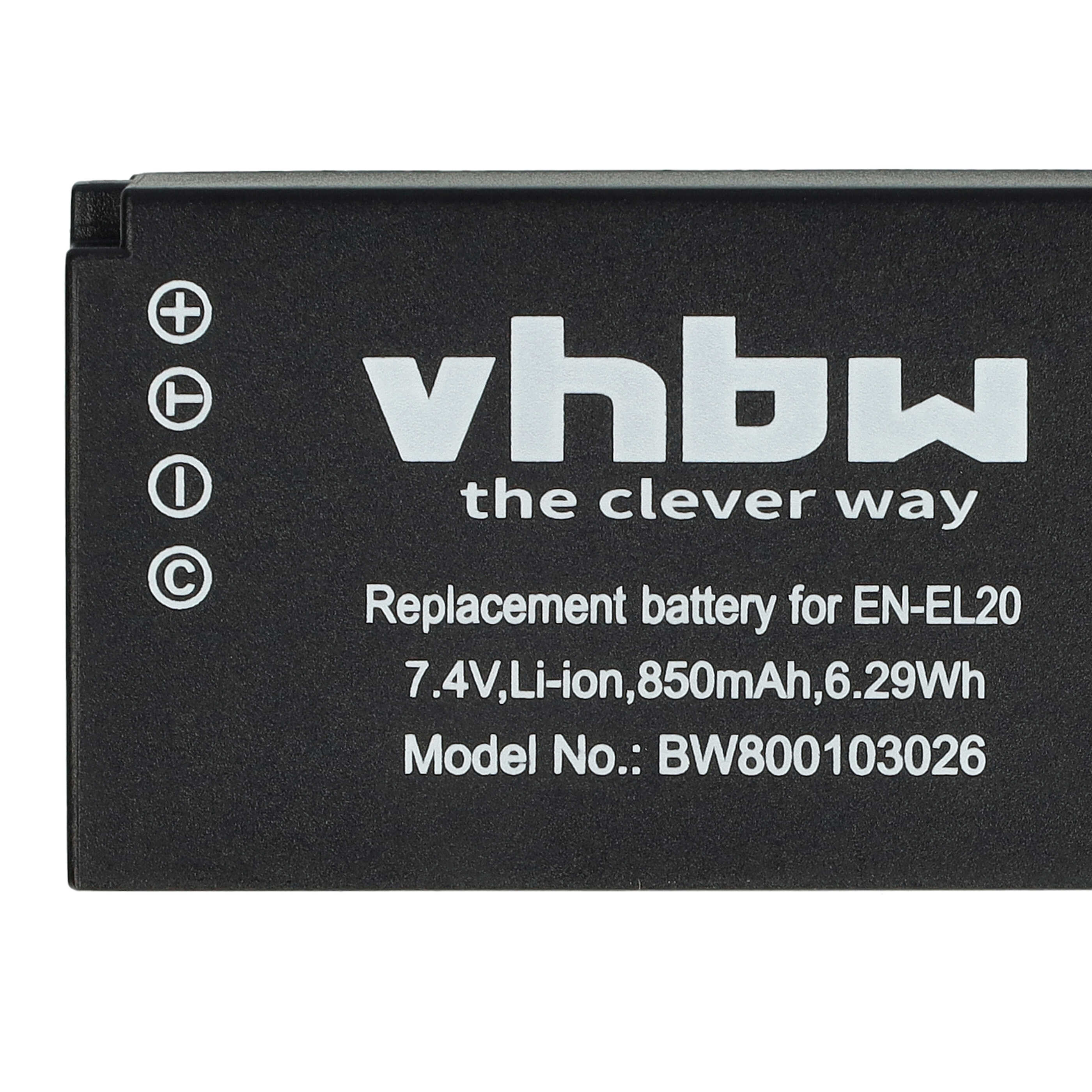 Battery Replacement for Nikon EN-EL20, EN-EL20a - 850mAh, 7.4V, Li-Ion