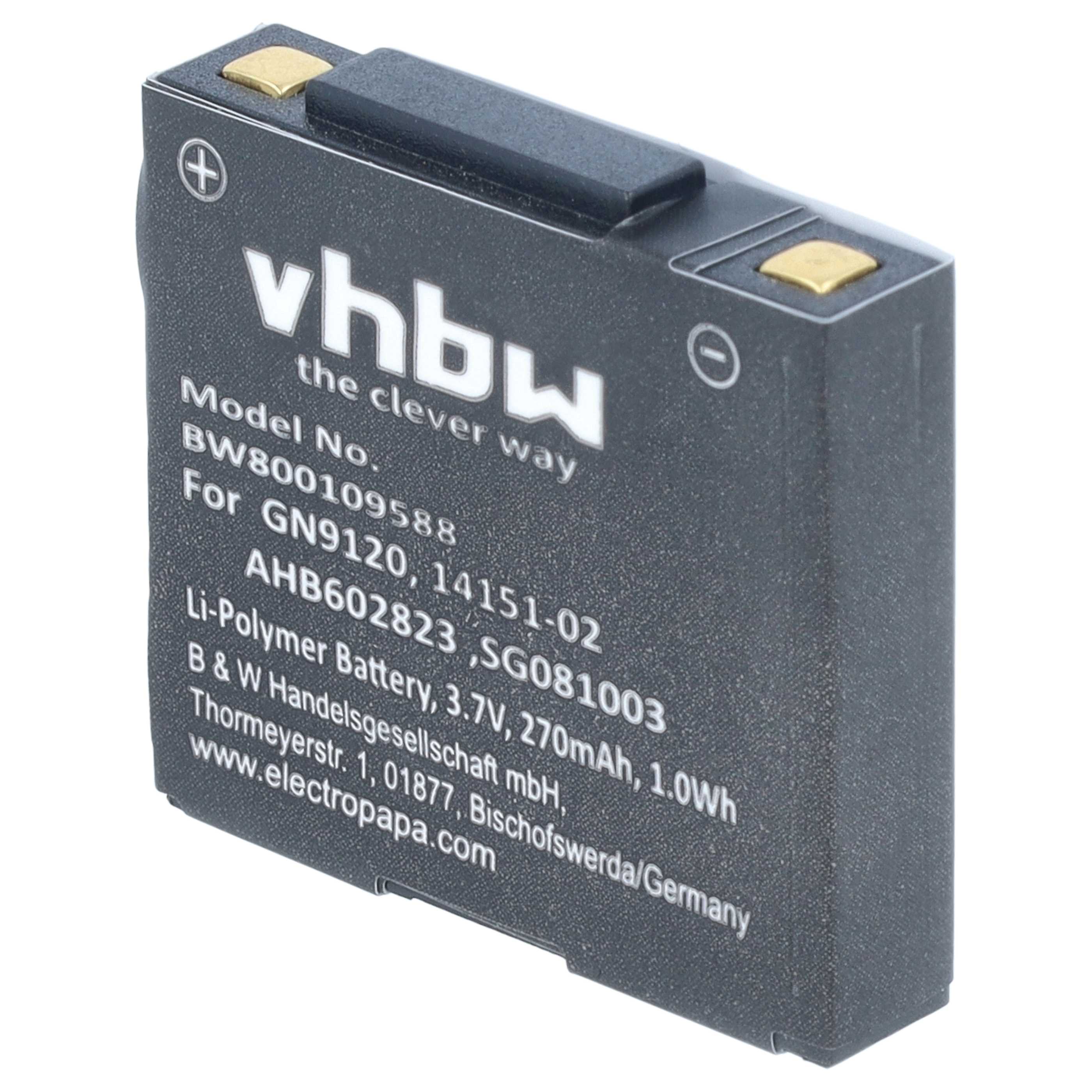 Wireless Headset Battery replaces GN Netcom AHB602823, 2901-249, 14151-02, 14151-01 - 270 mAh 3.7 V Li-polymer