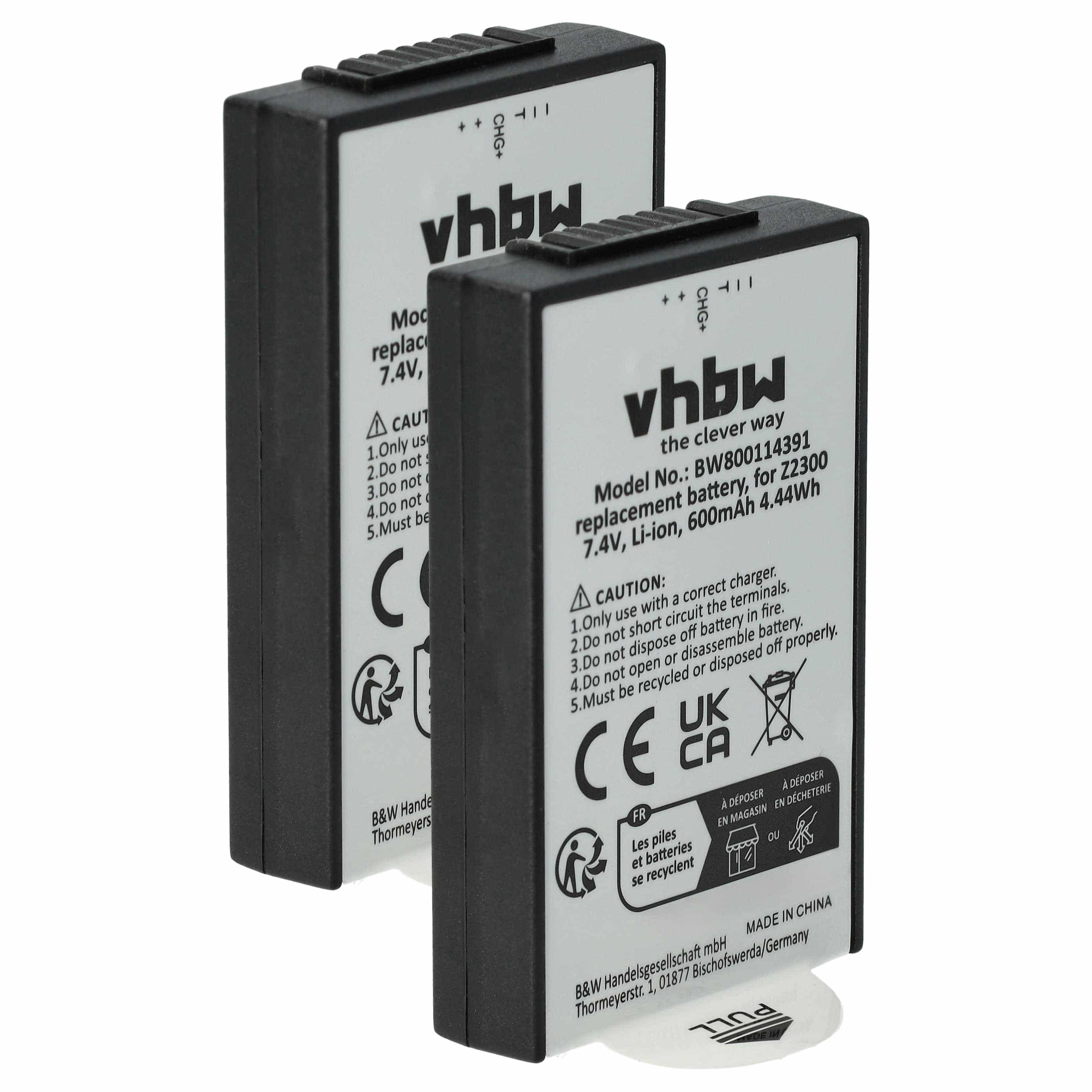 2x Battery suitable for Polaroid Z2300, Z230E - 600mAh, 7.4V, Li-Ion