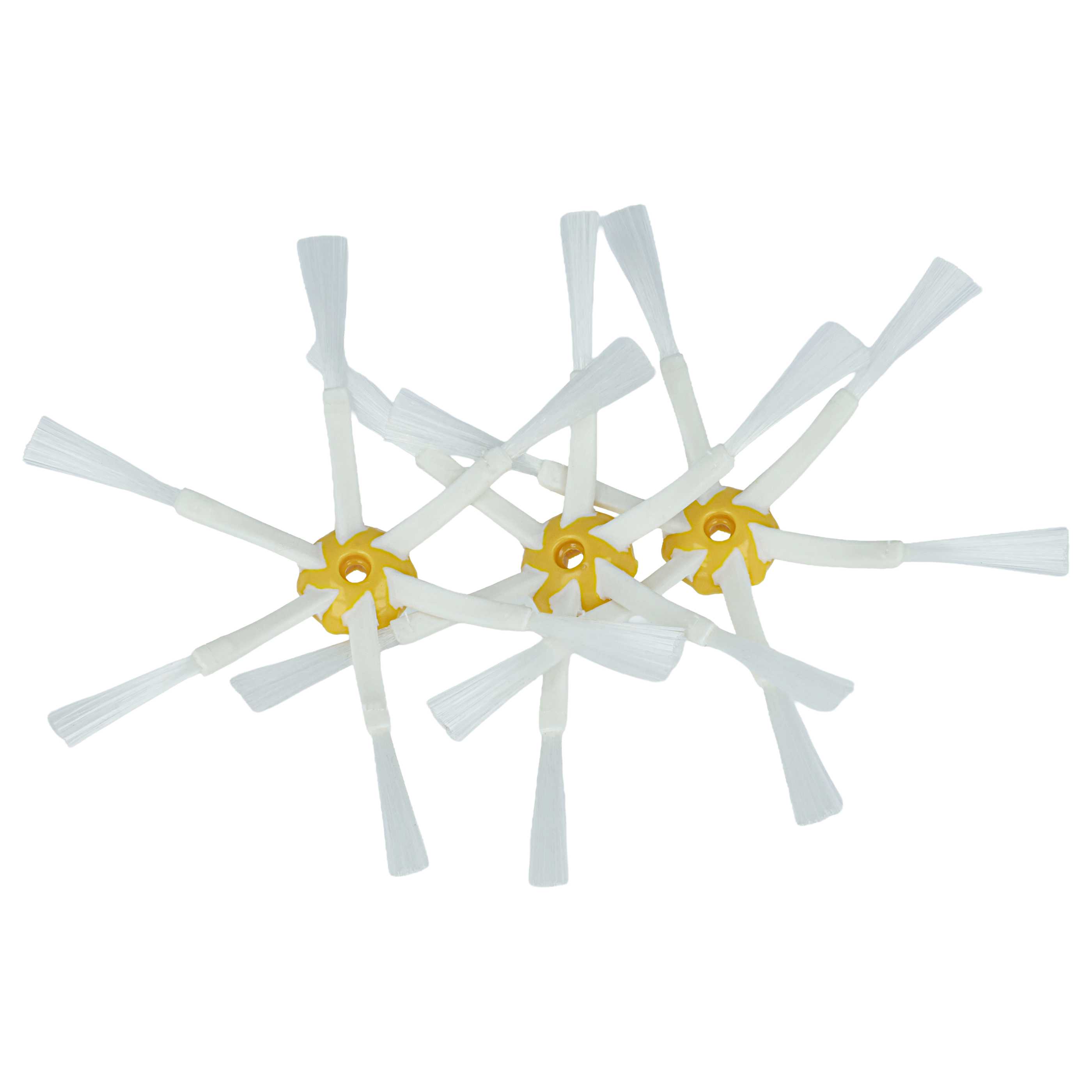 3x Spazzola laterale a 6 bracci per robot aspirapolvere iRobot Roomba 616, 621, 651, 765 - bianco / giallo