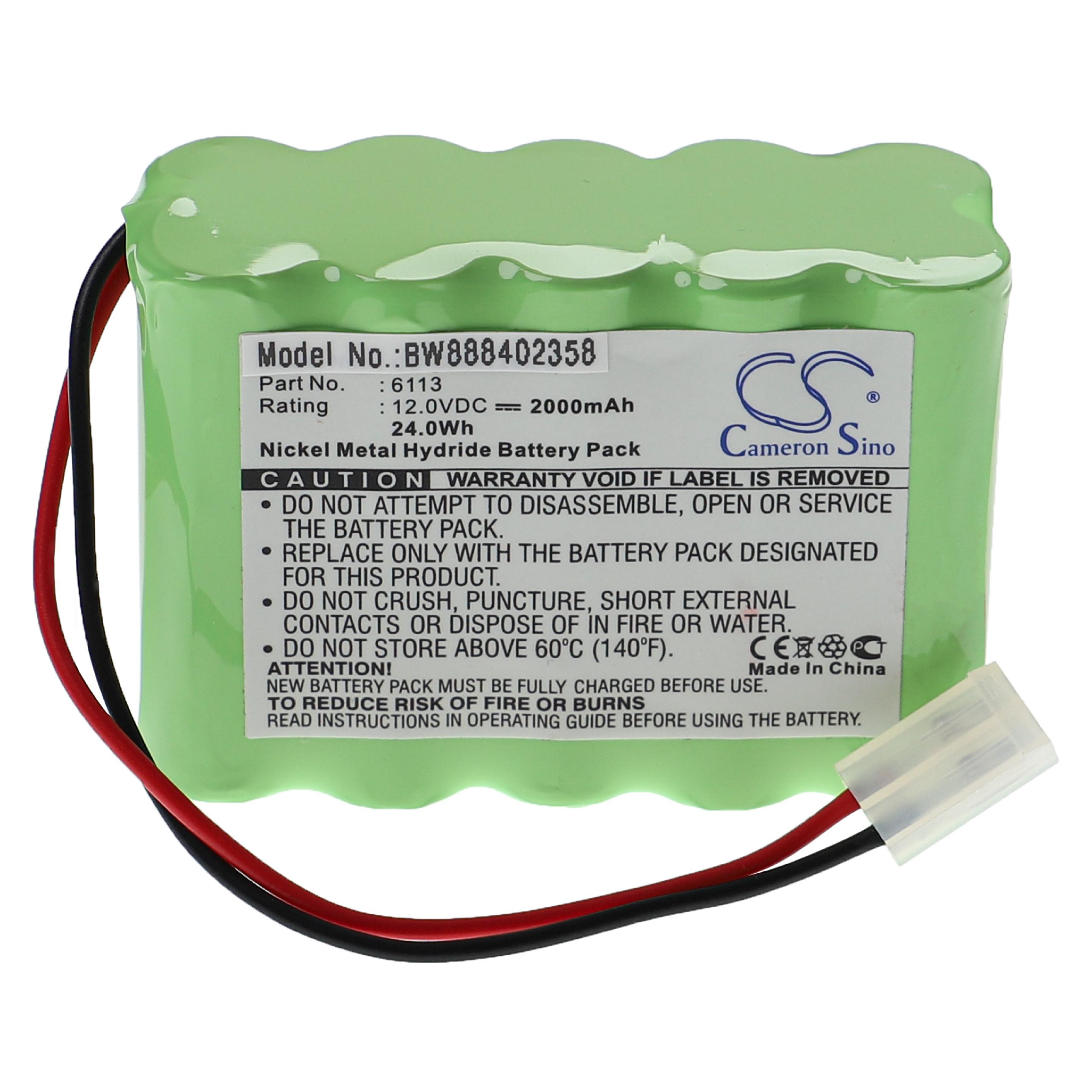 Batteria sostituisce Cardioline 88888089, 120176, 110176, 6113 per strumenti medici - 2000mAh 12V NiMH