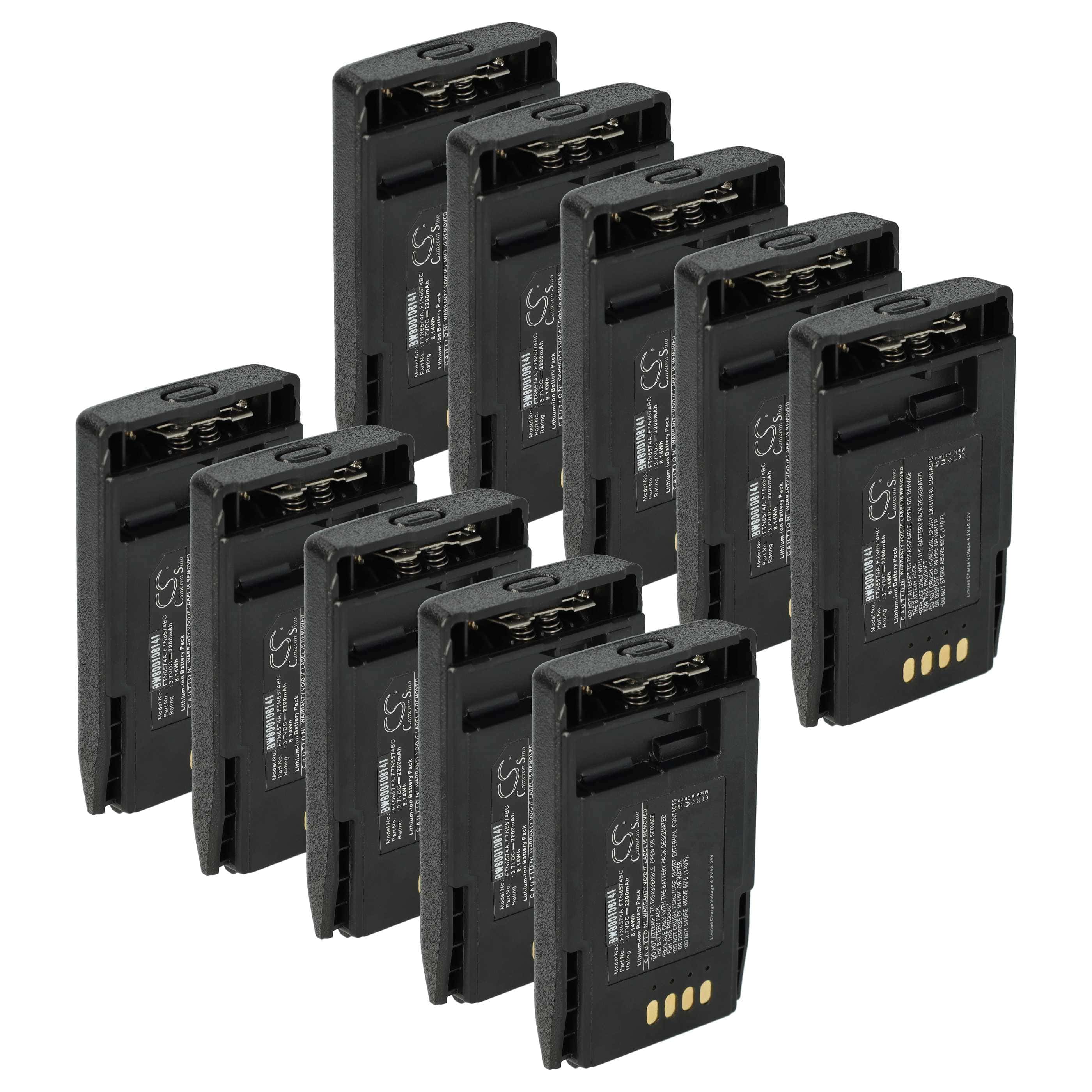 Radio 10x Battery replaces Motorola AP-6574, PMNN4351, FTN6574BC, FTN6574A, FTN6574 - 2200 mAh 3.7 V Li-Ion