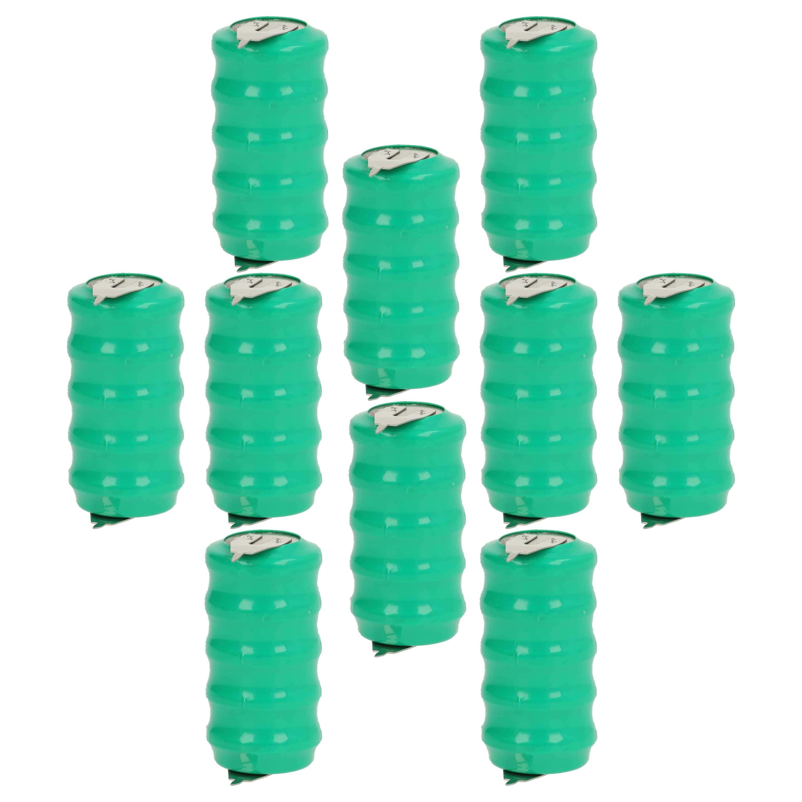 10x Button Cell Battery Type V80H 3 Pins for Model Building Solar Lamps etc. - 80 mAh 6 V NiMH