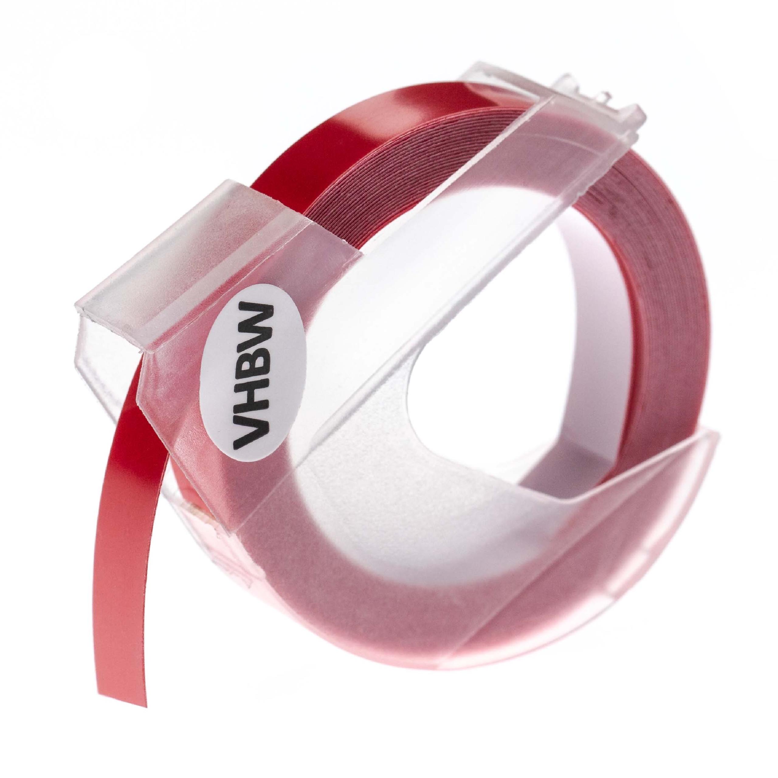 3D Embossing Label Tape as Replacement for Dymo 0898120, S0898120 - 9 mm White to Dark Pink