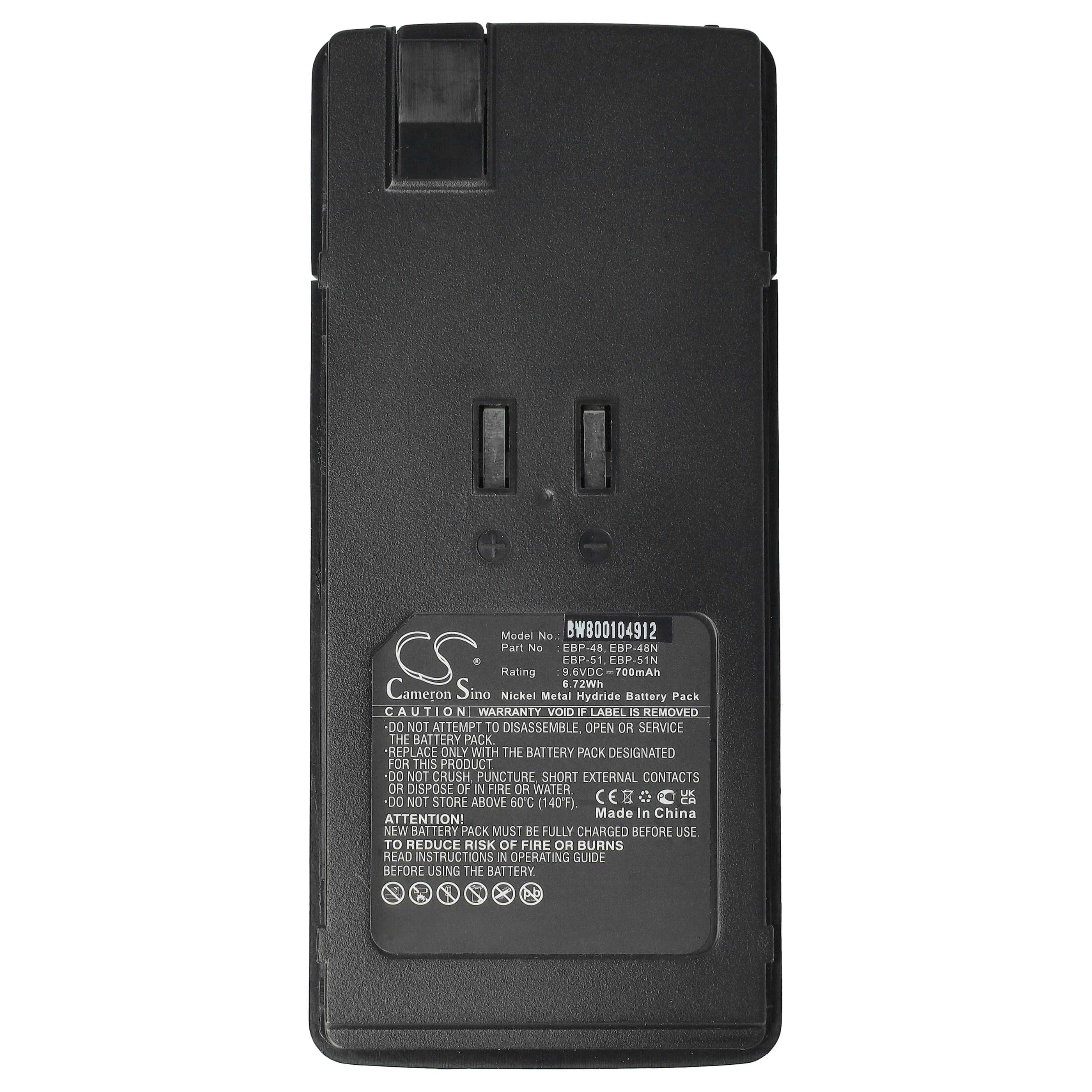 Radio 2x Battery replaces Alinco EBP-51N, EBP-48, EBP-48N, EBP-51 - 700 mAh 9.6 V NiMH
