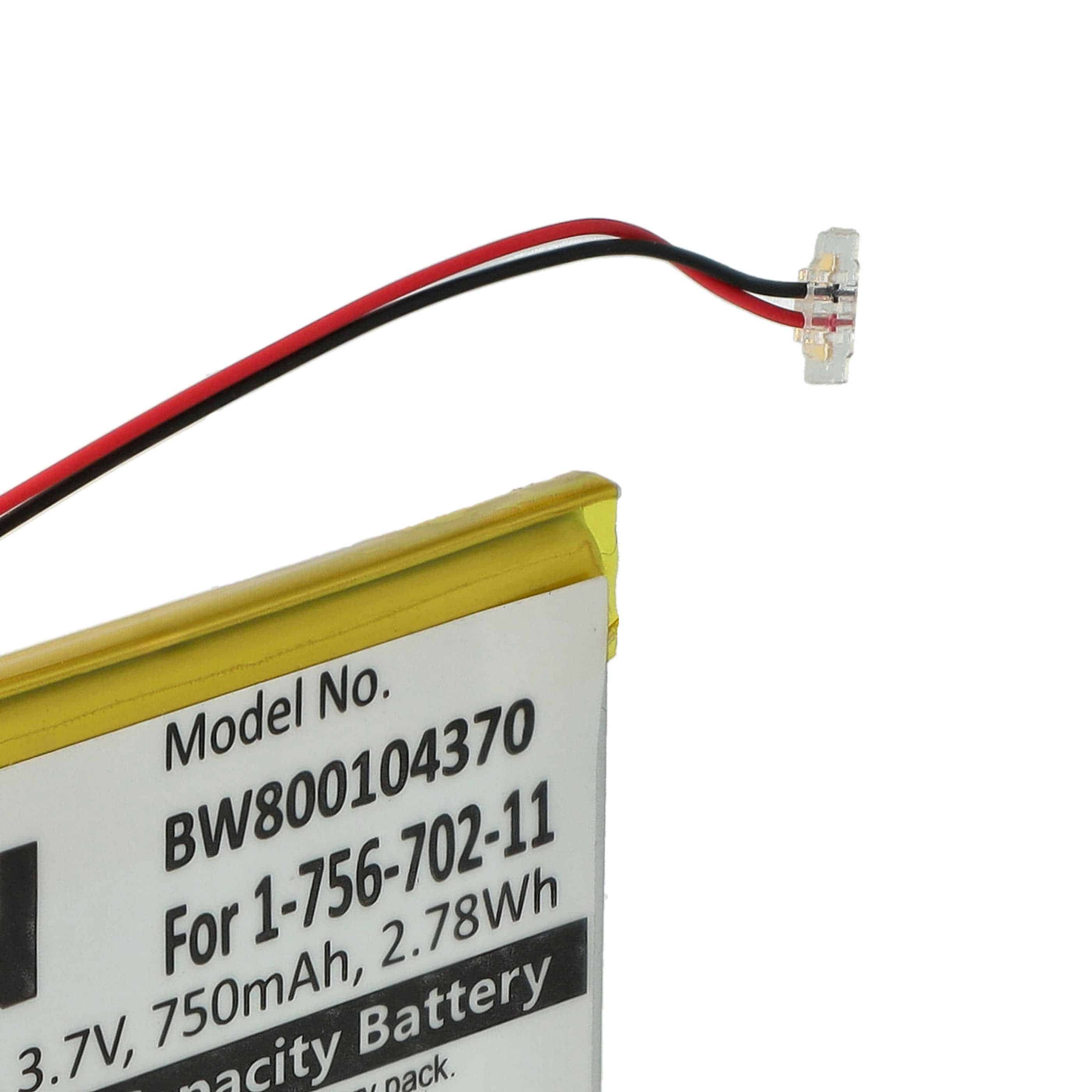 Batterie remplace Sony 1-756-702-11, 1-756-702-12, 8315A32402 pour lecteur MP3 - 750mAh 3,7V Li-ion