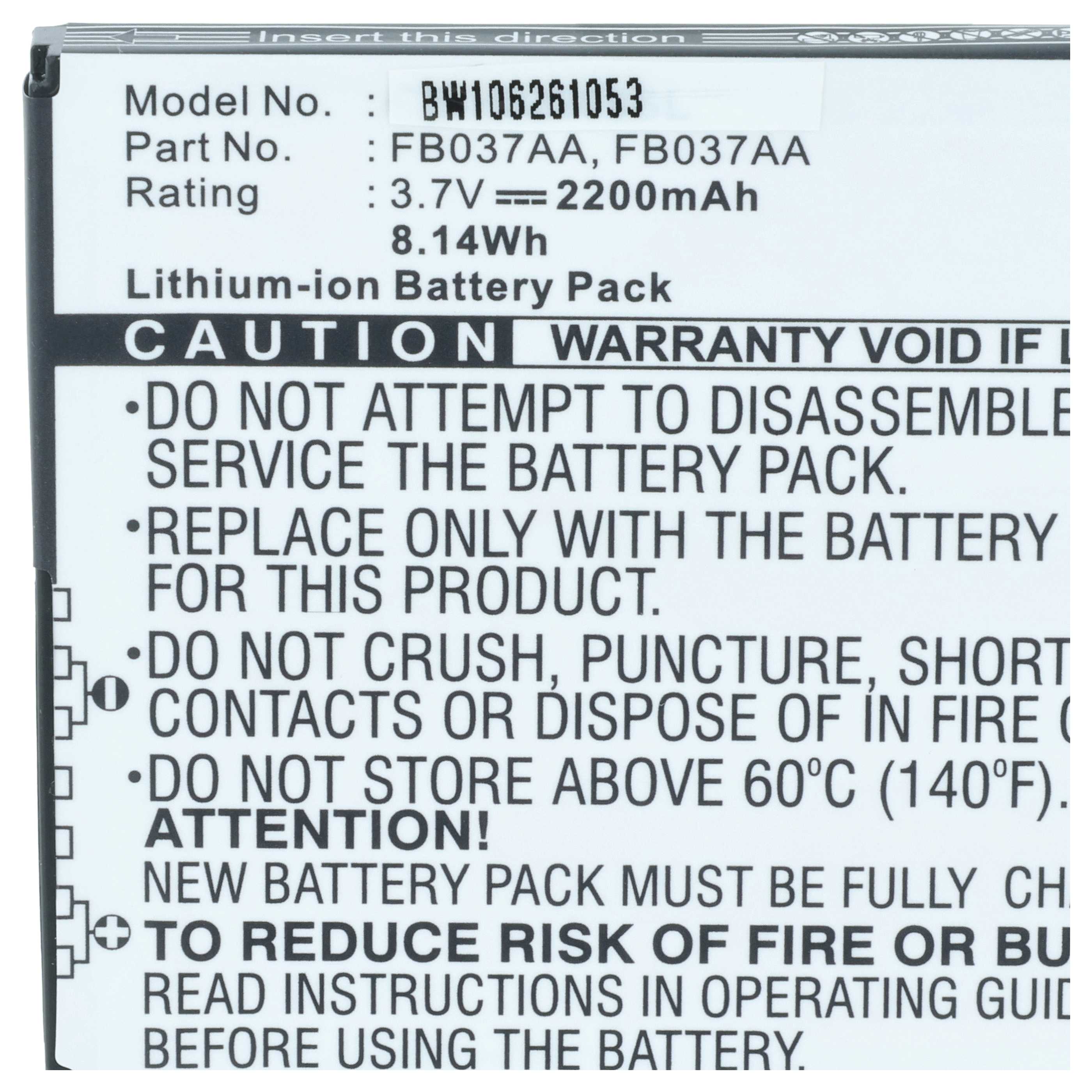 Akumulator do telefonu smartfona zamiennik HP / IPAQ 459723-001, 451405-001 - 2200 mAh 3,7 V Li-Ion