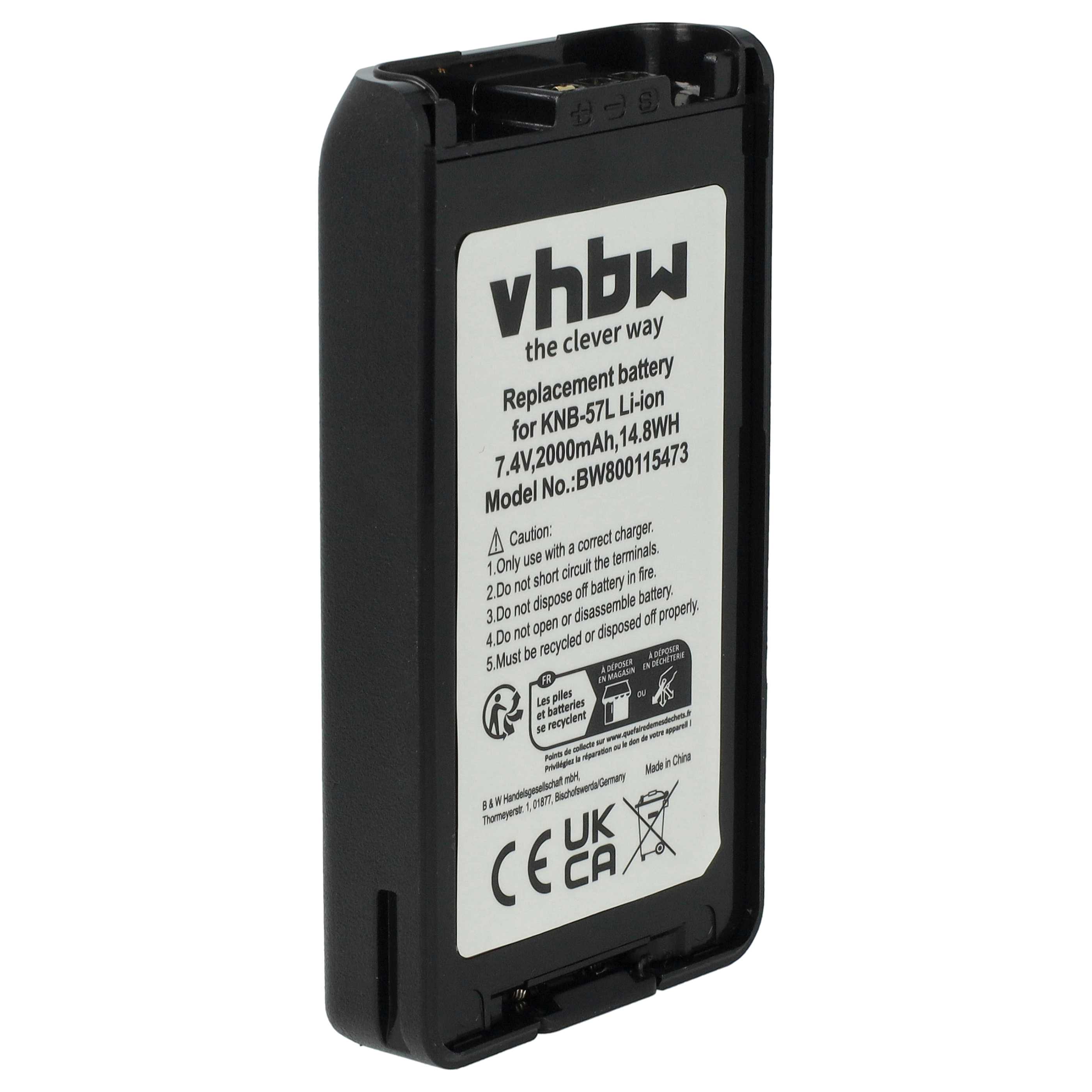 Batteria sostituisce Kenwood KNB-24Li, KNB-24, KNB-24L per dispositivo radio Kenwood - 2000mAh 7,4V Li-Ion