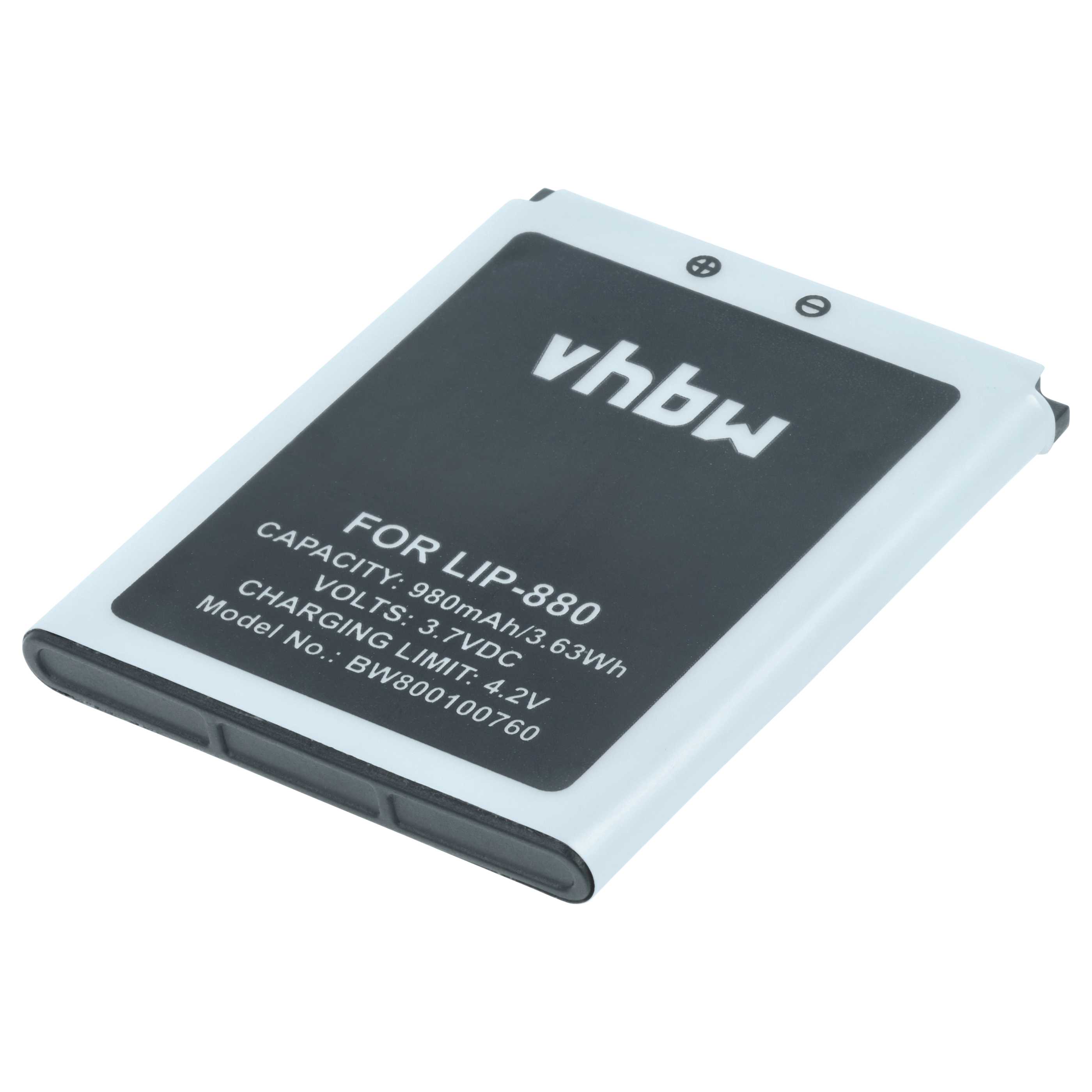 Batteria per MP3 music player sostituisce Sony LIP-880PD, LIP-880PD-B, LIP-880 - 980mAh 3,7V Li-Ion