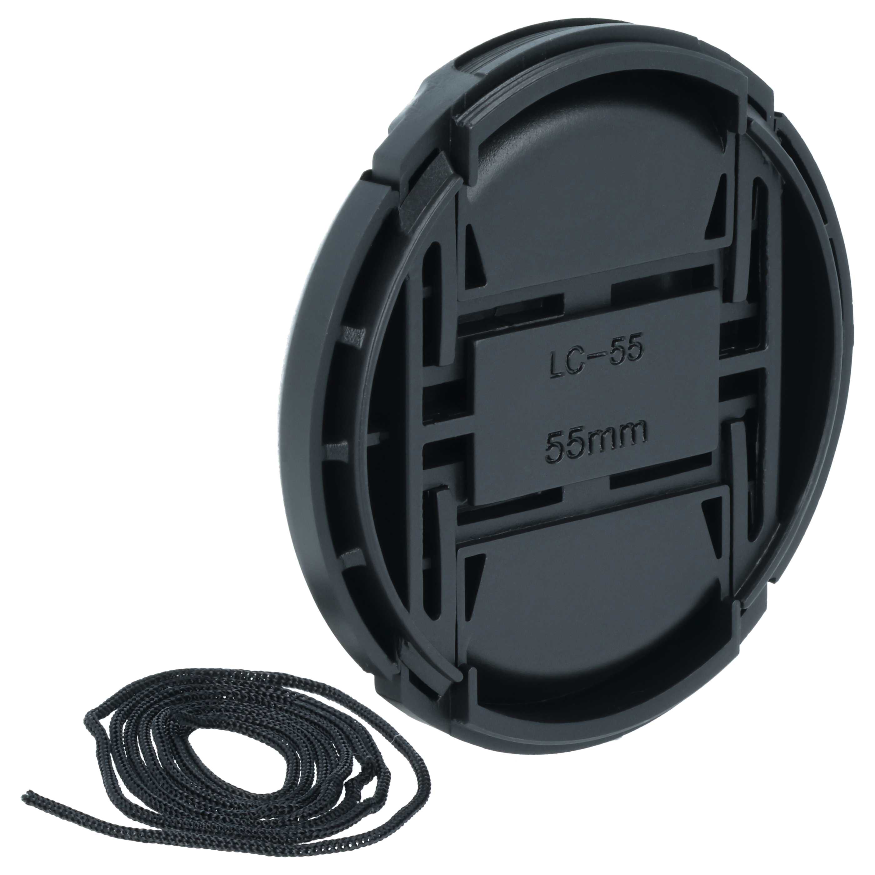 Bouchon d'objectif 55 mm - Prise centrée, plastique, noir