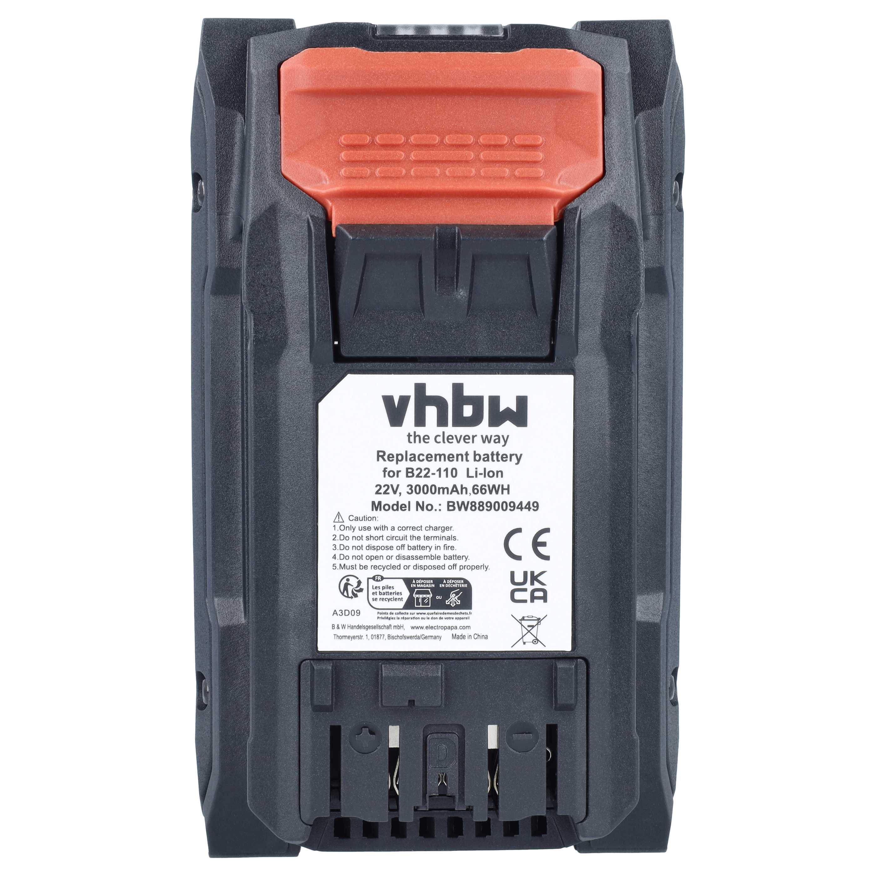 Akku 22V als Ersatz für Hilti B 22-110, B22 - 3Ah, Li-Ion