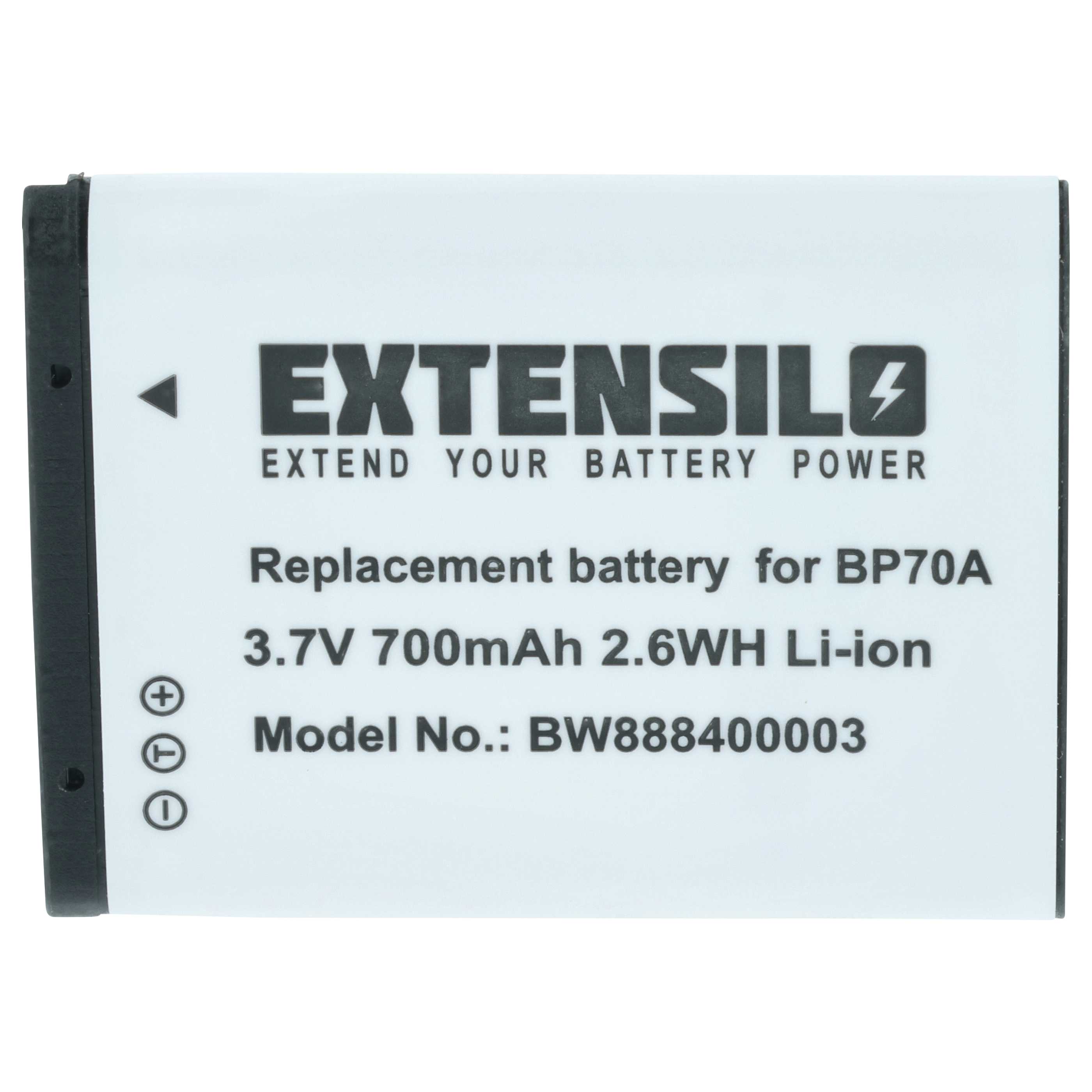 Batteria sostituisce Samsung BP-70a, SLB-70A, BP70a, EA-BP70A per fotocamera - 700mAh 3,6V Li-Ion