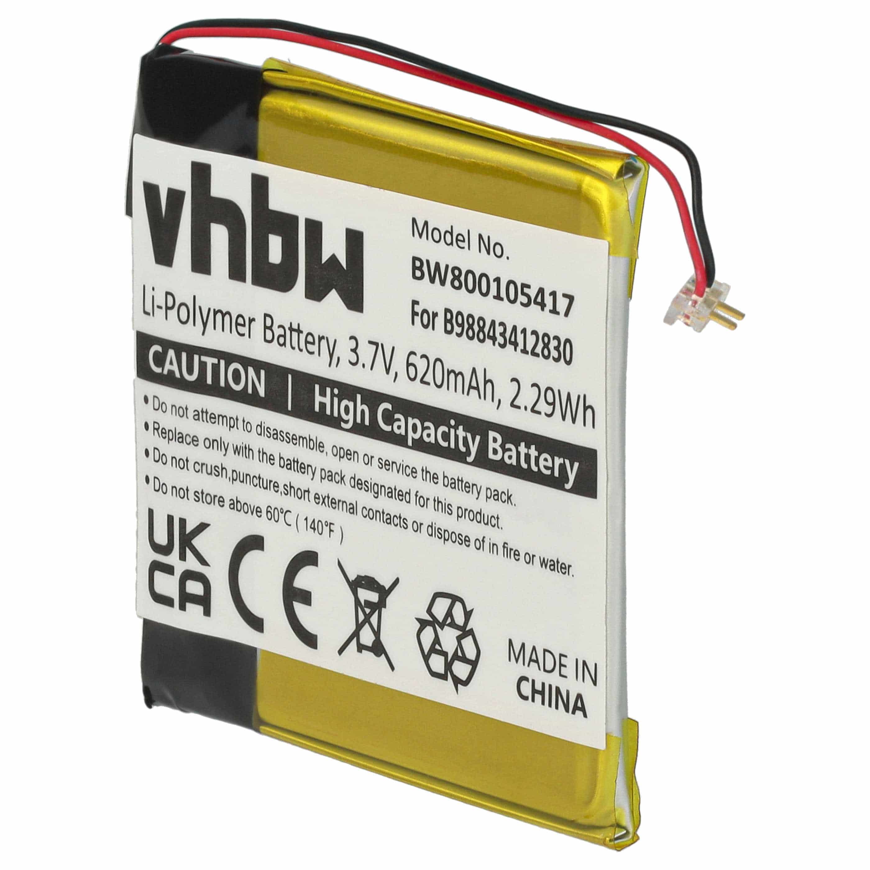 MP3-Player Battery replaces Samsung B98843412830 - 620 mAh 3.7 V Li-polymer