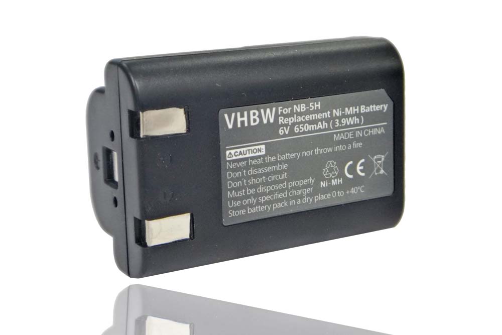 Battery Replacement for Canon NB-5H - 650mAh, 6V, NiMH
