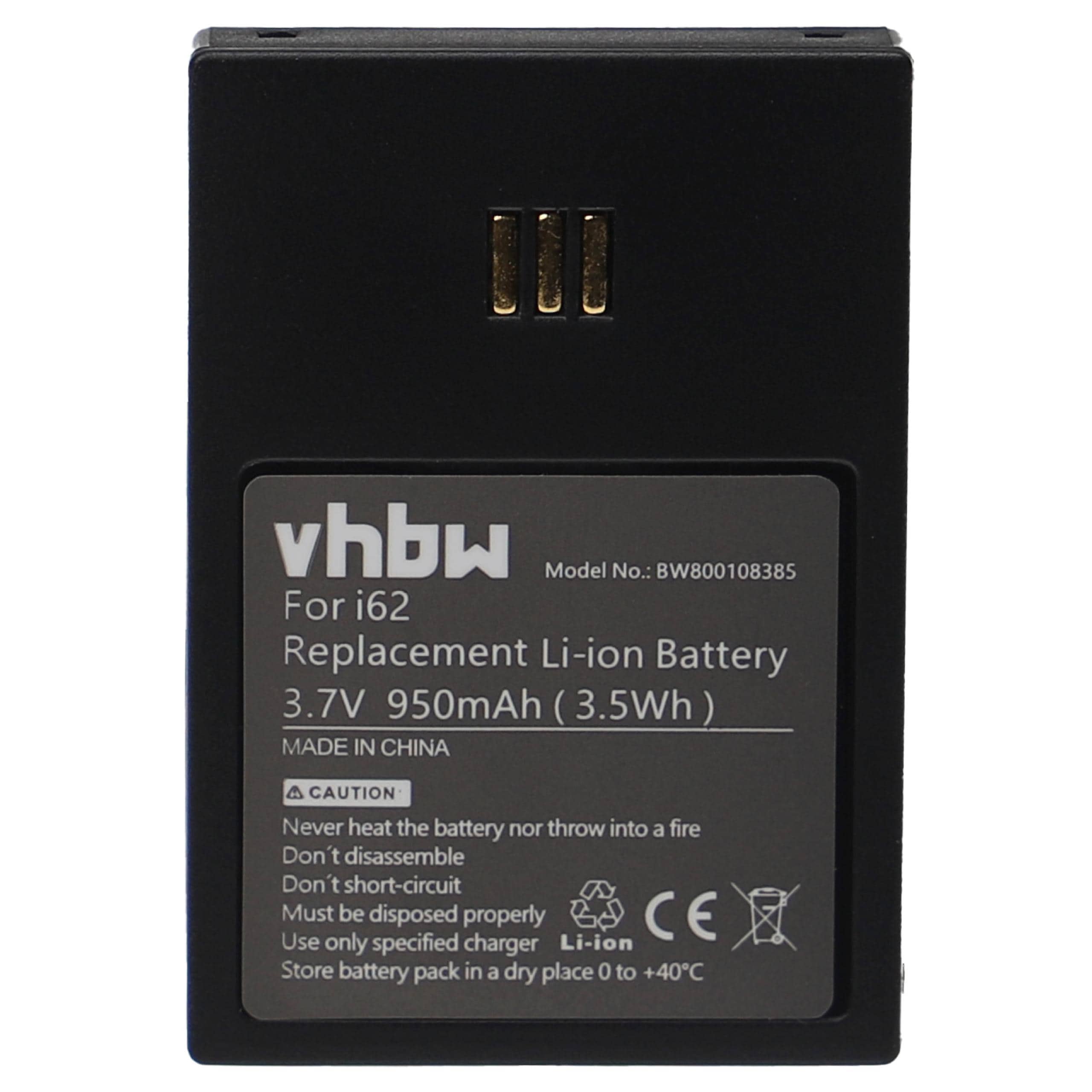 Batterie remplace Ascom RB-D62-L, 9D62, 660190/R2B pour téléphone - 950mAh 3,7V Li-ion