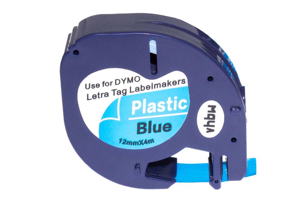 Cassette à ruban remplace Dymo 91205 - 12mm lettrage Noir ruban Bleu