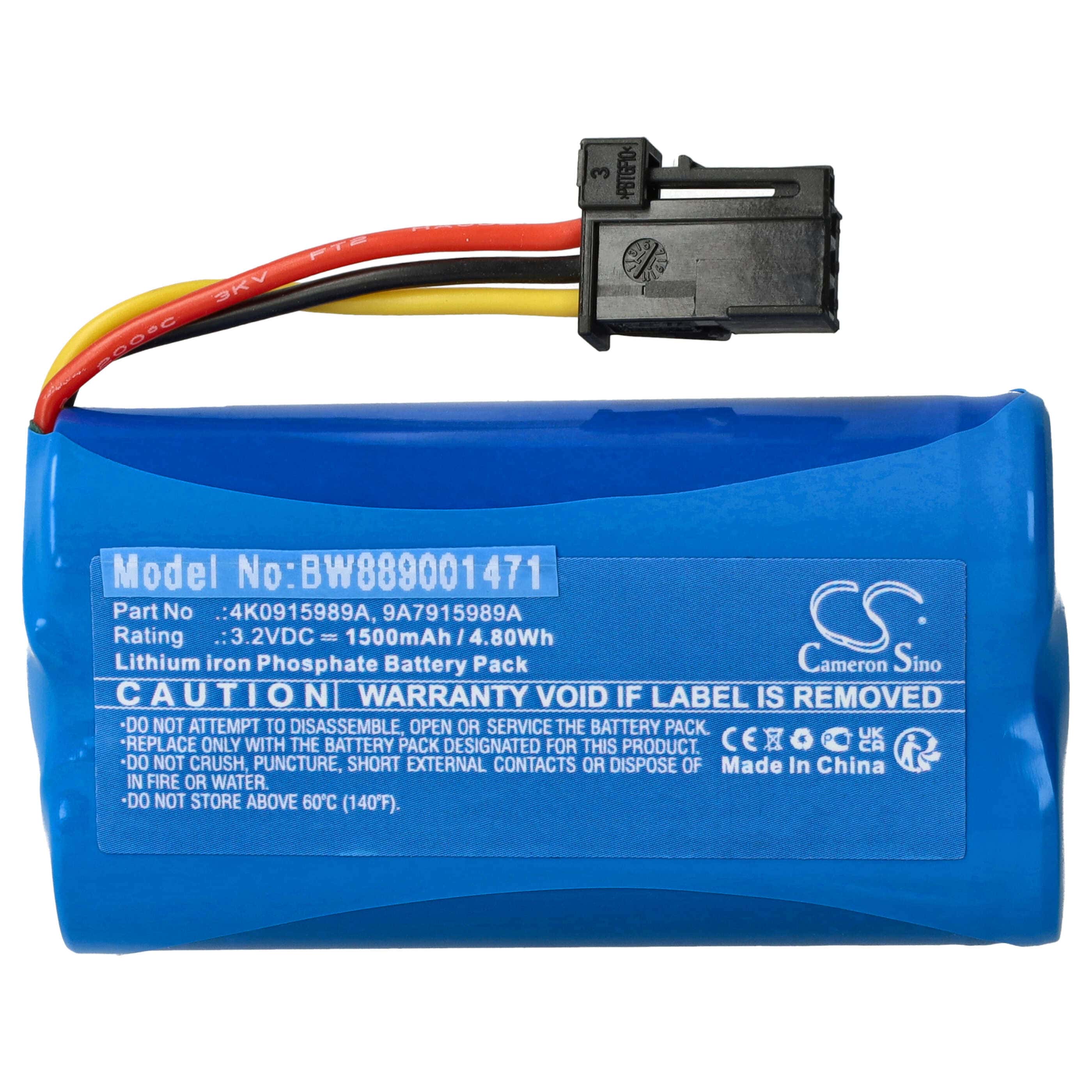 Batterie remplace Audi 4K0915989A pour transmetteur de localisation d'urgence - 1500mAh 3,2V LiFePO4