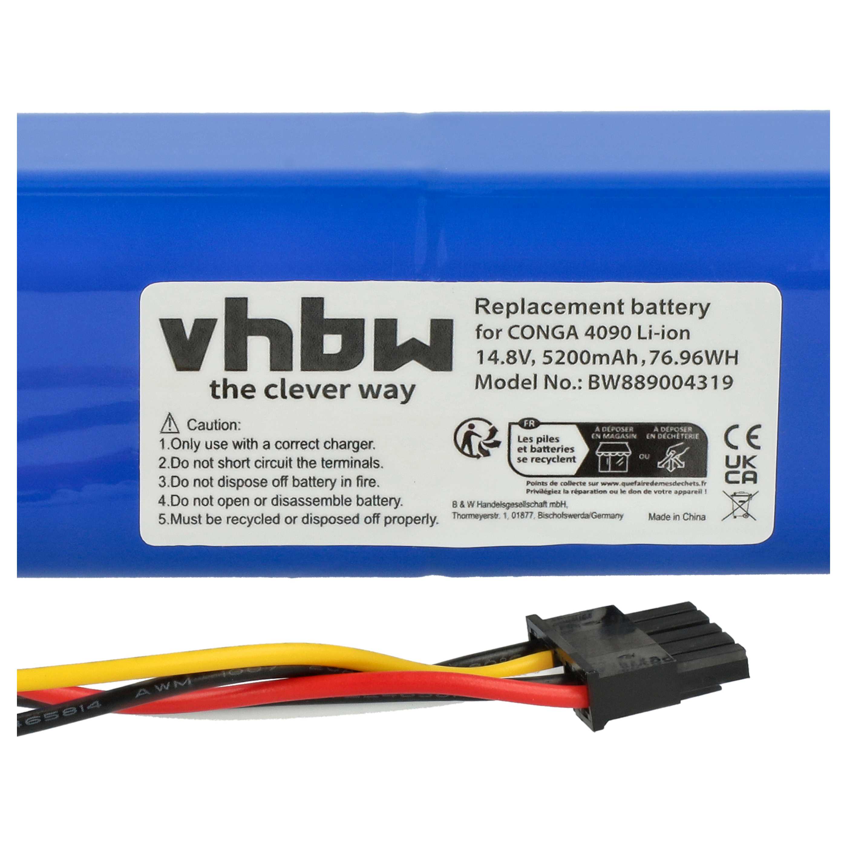 Battery replaces Cecotec 49CE5402, 80694 for Cecotec 5200mAh, 14.8V, Li-Ion