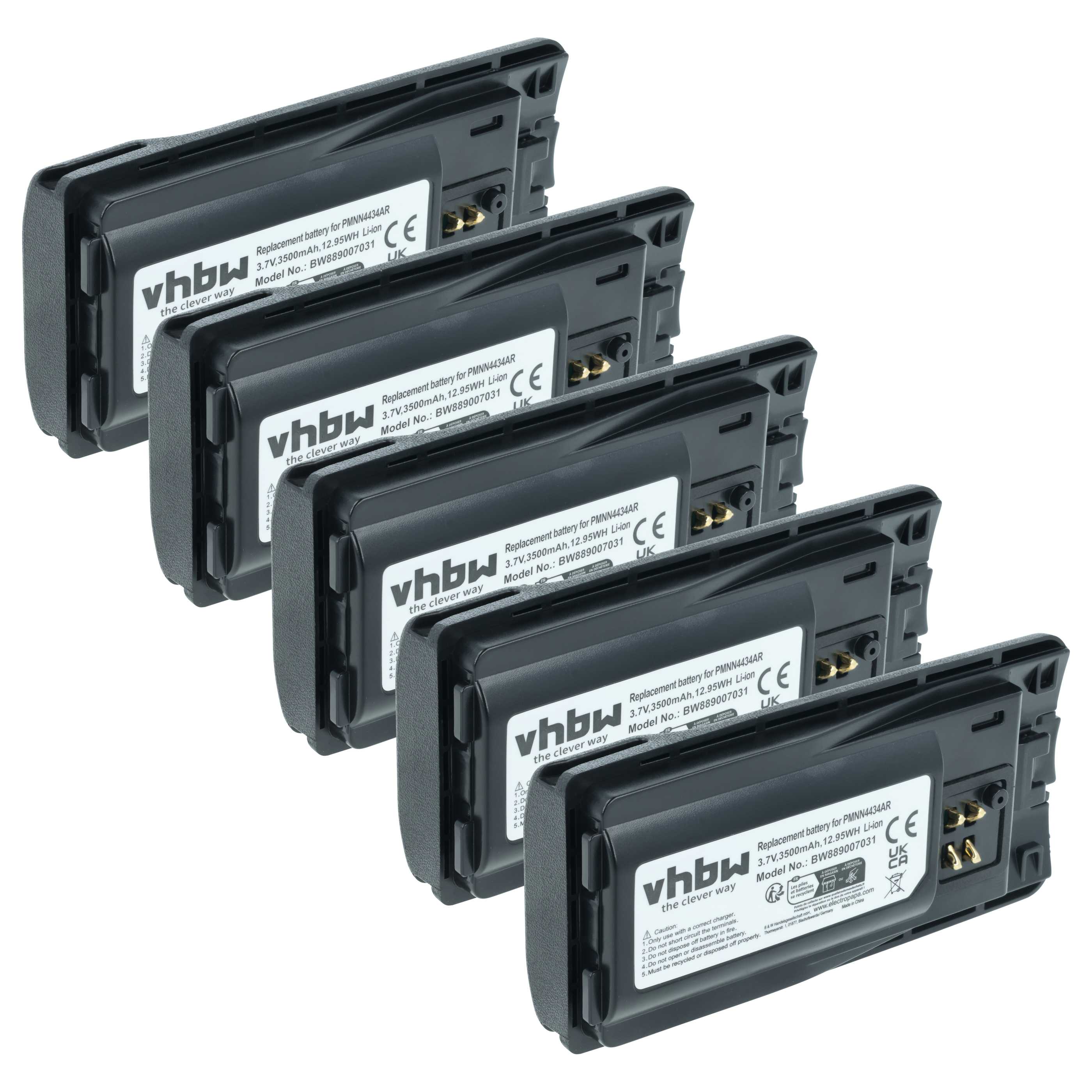 Radio 5x Battery replaces Motorola PMLN6394A, PMLN6394, MNN4453AR, PMNN4434, PMNN4434A - 3500 mAh 3.7 V Li-Ion