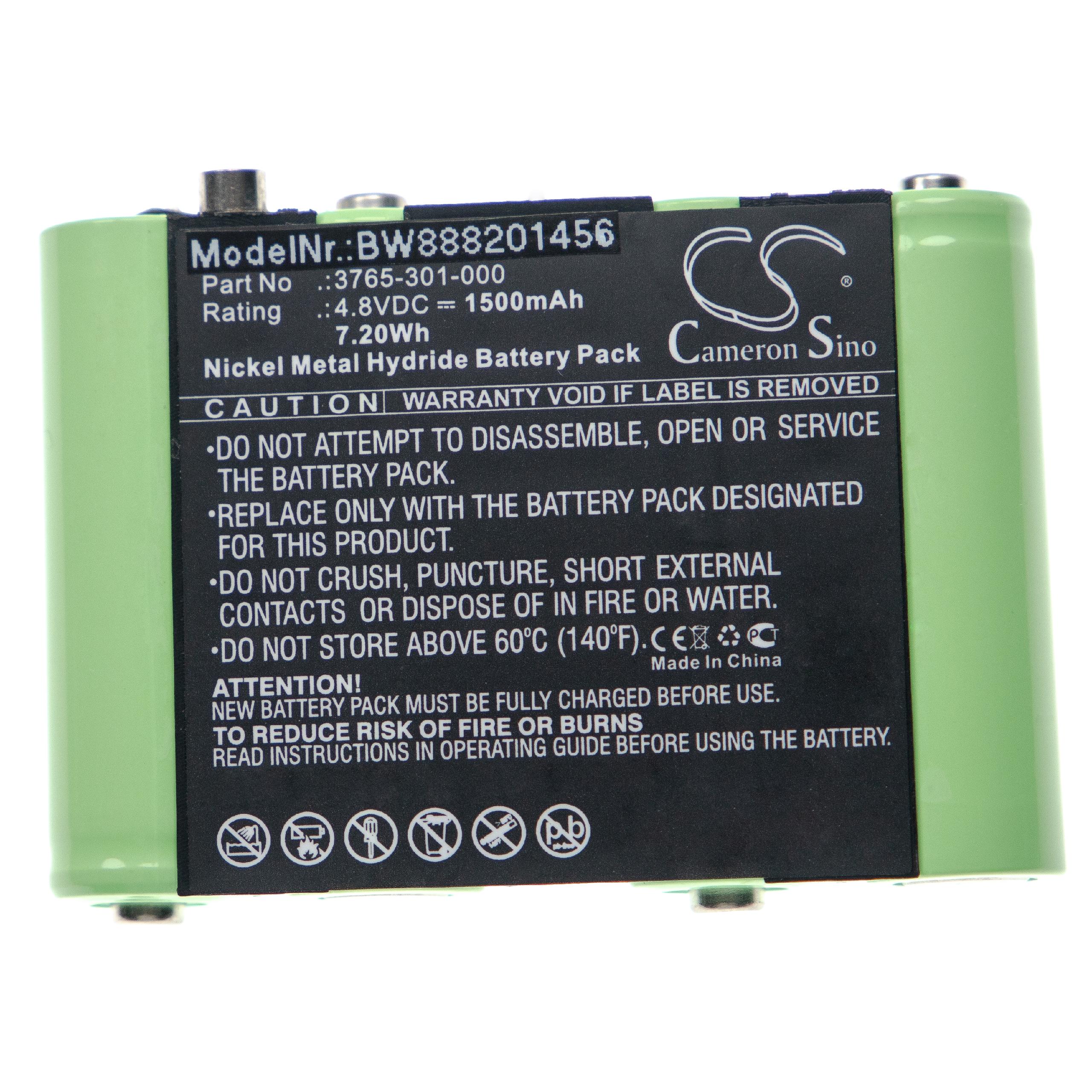 Batterie remplace Peli 3765-301-000 pour lampe de poche - 1500mAh 4,8V NiMH