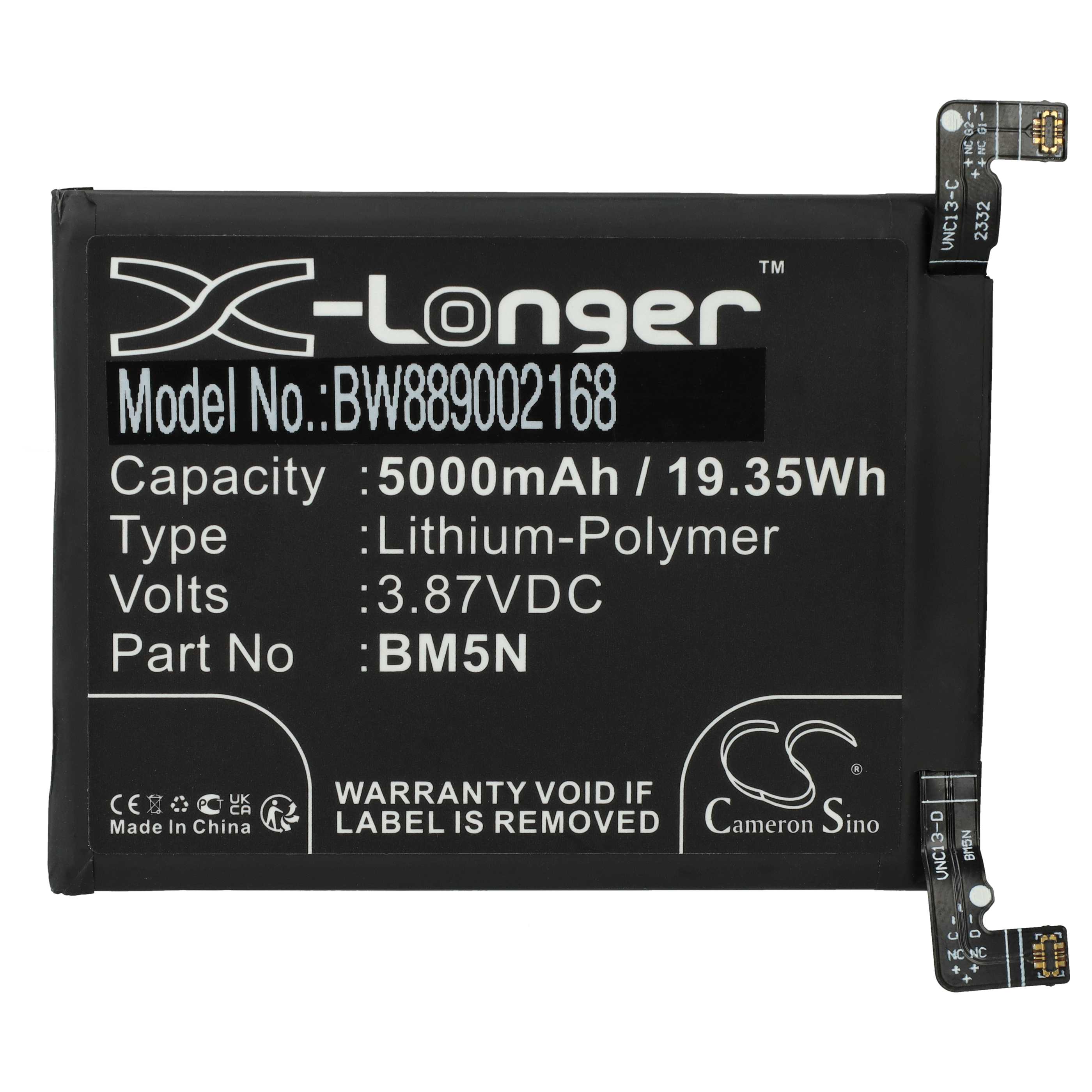 Mobile Phone Battery Replacement for BM5N - 5000mAh 3.87V Li-polymer