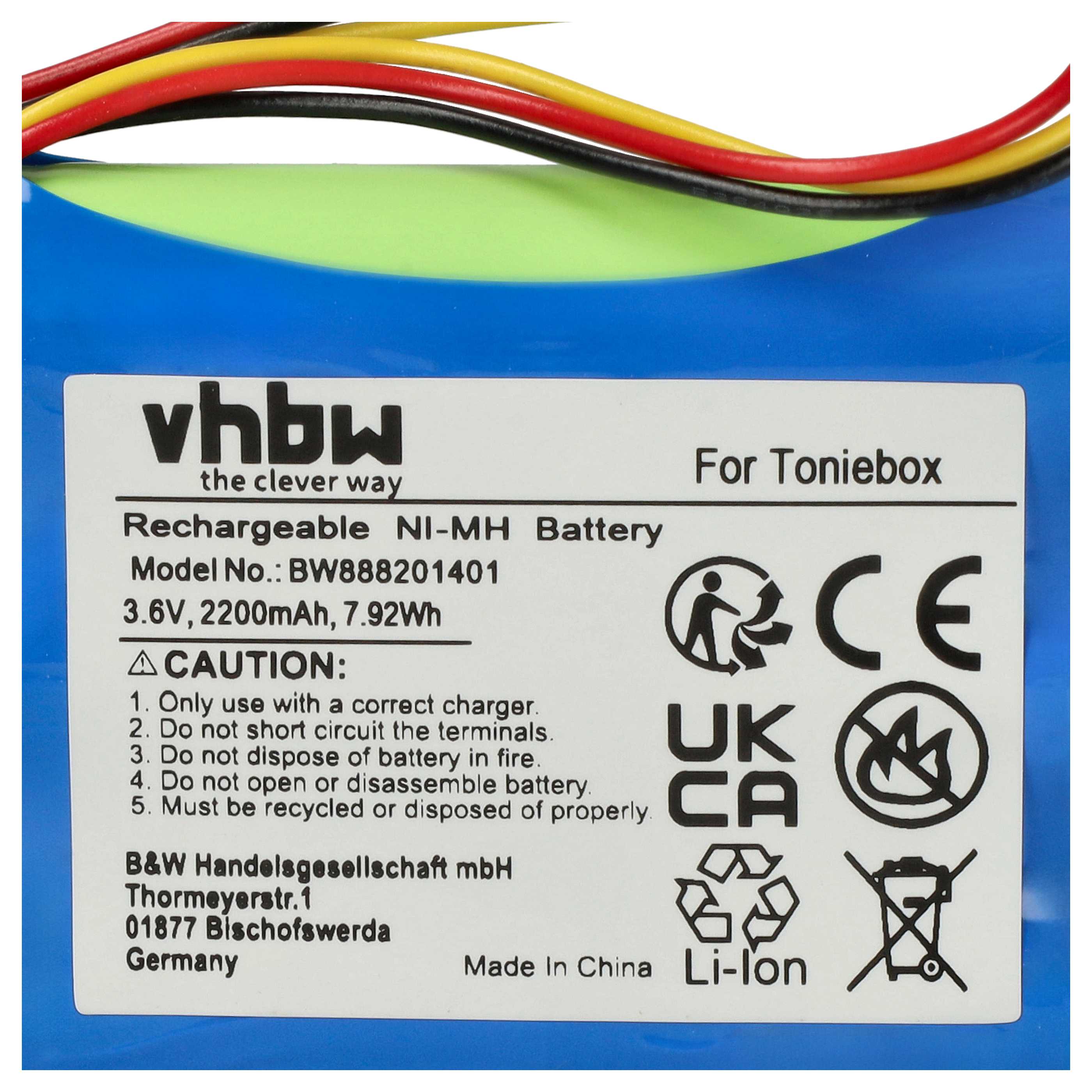Music Box Battery suitable for Toniebox Tonie Box - 2200 mAh 3.6 V NiMH
