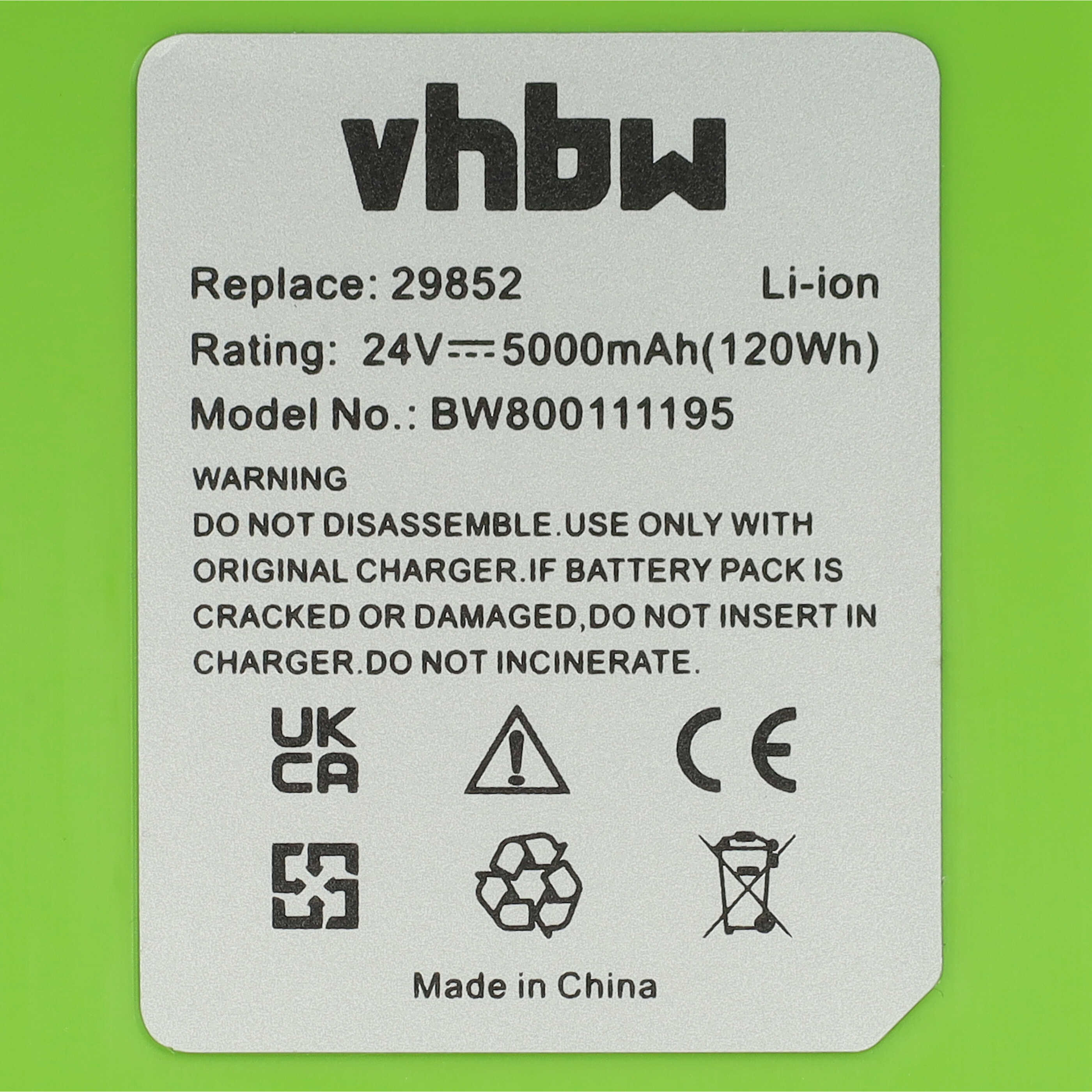 Batterie remplace Alpina 270401020, BT 4024 pour outil électrique - 5000 mAh, 24 V, Li-ion