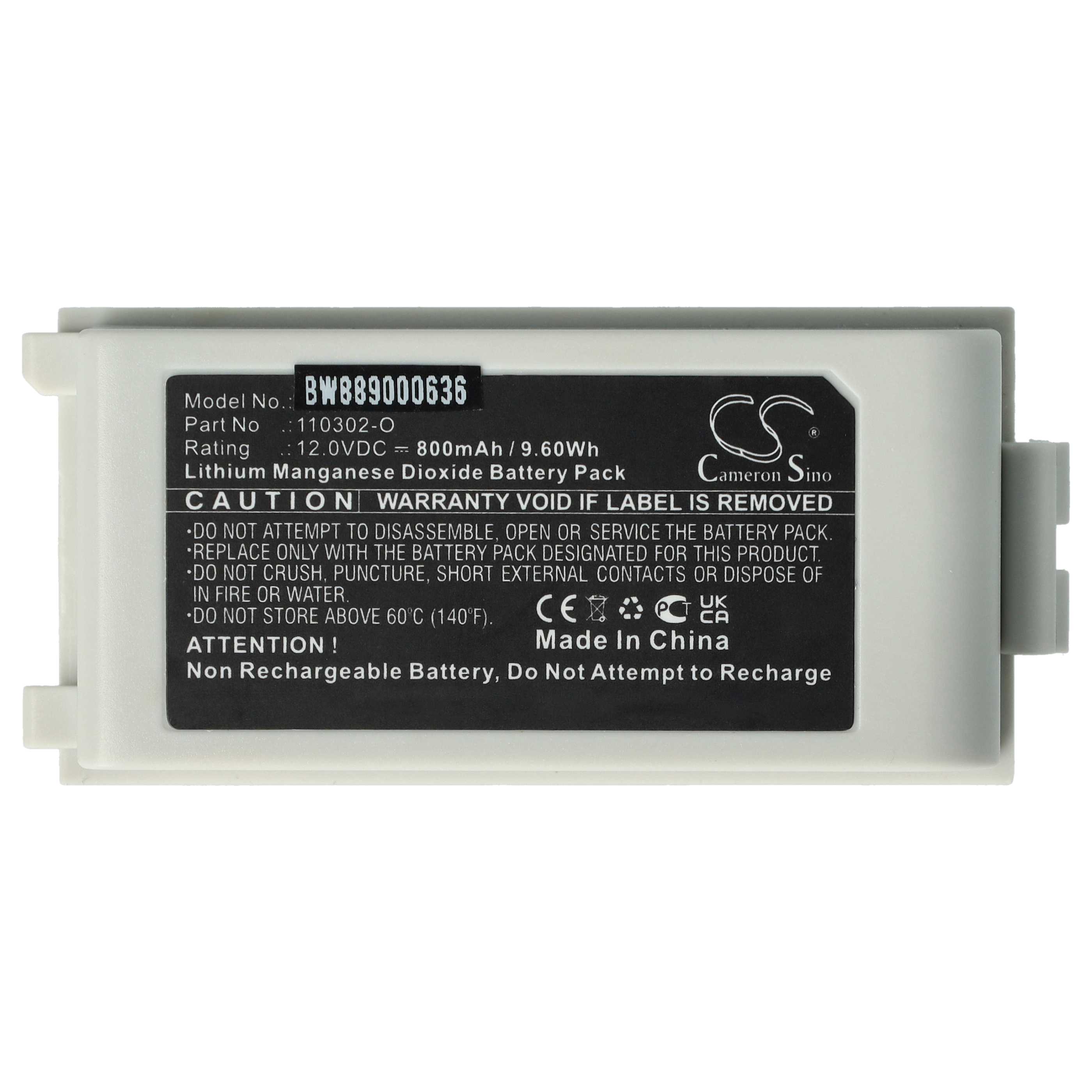 Batterie als Ersatz für Schiller 110302-O - 800mAh 12V Li-MnO2