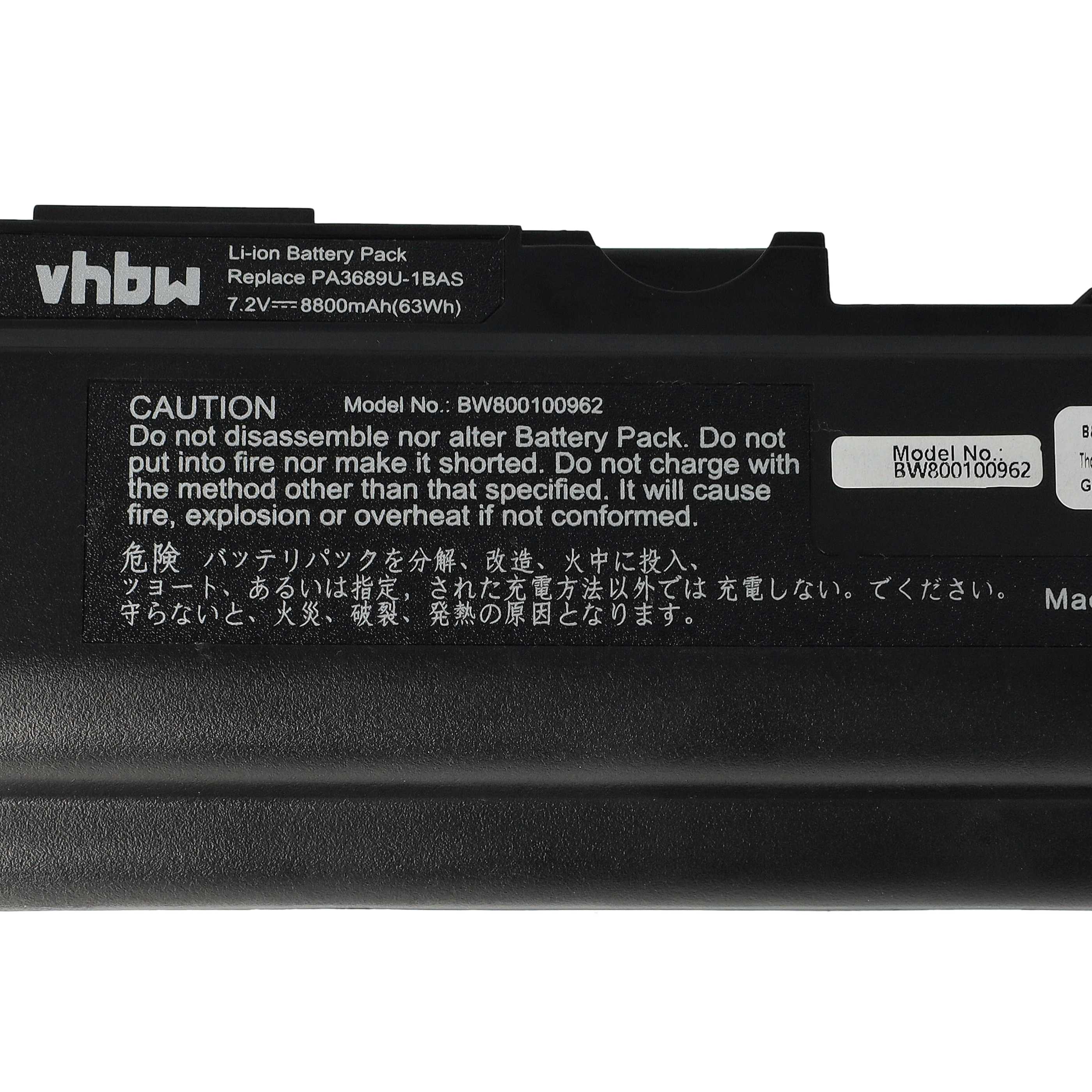 Akumulator do laptopa zamiennik Toshiba PA3689U-1BAS, PA3689U-1BRS, PA3689 - 8800 mAh 7,4 V Li-Ion, czarny