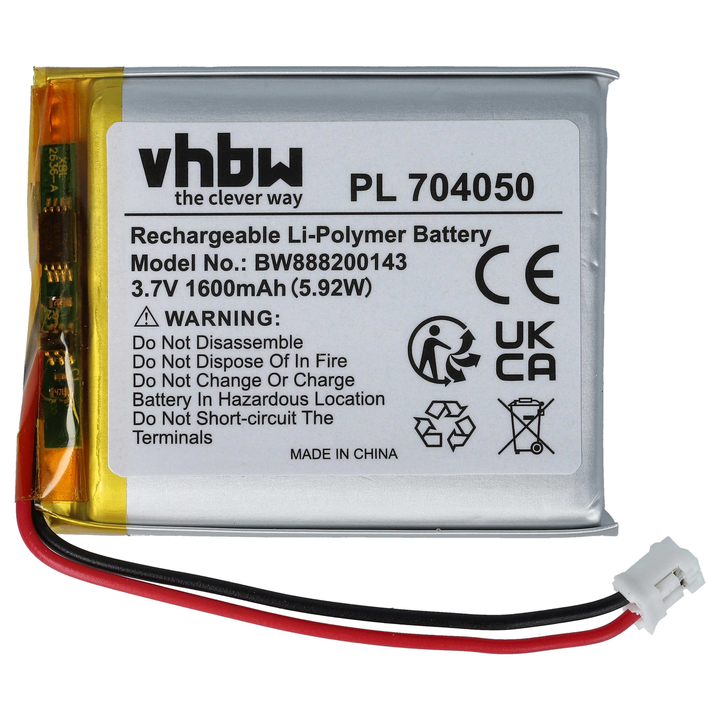 2x Akku als Ersatz für Fatboy PN704050 für Fatboy - 1600mAh 3,7V Li-Polymer