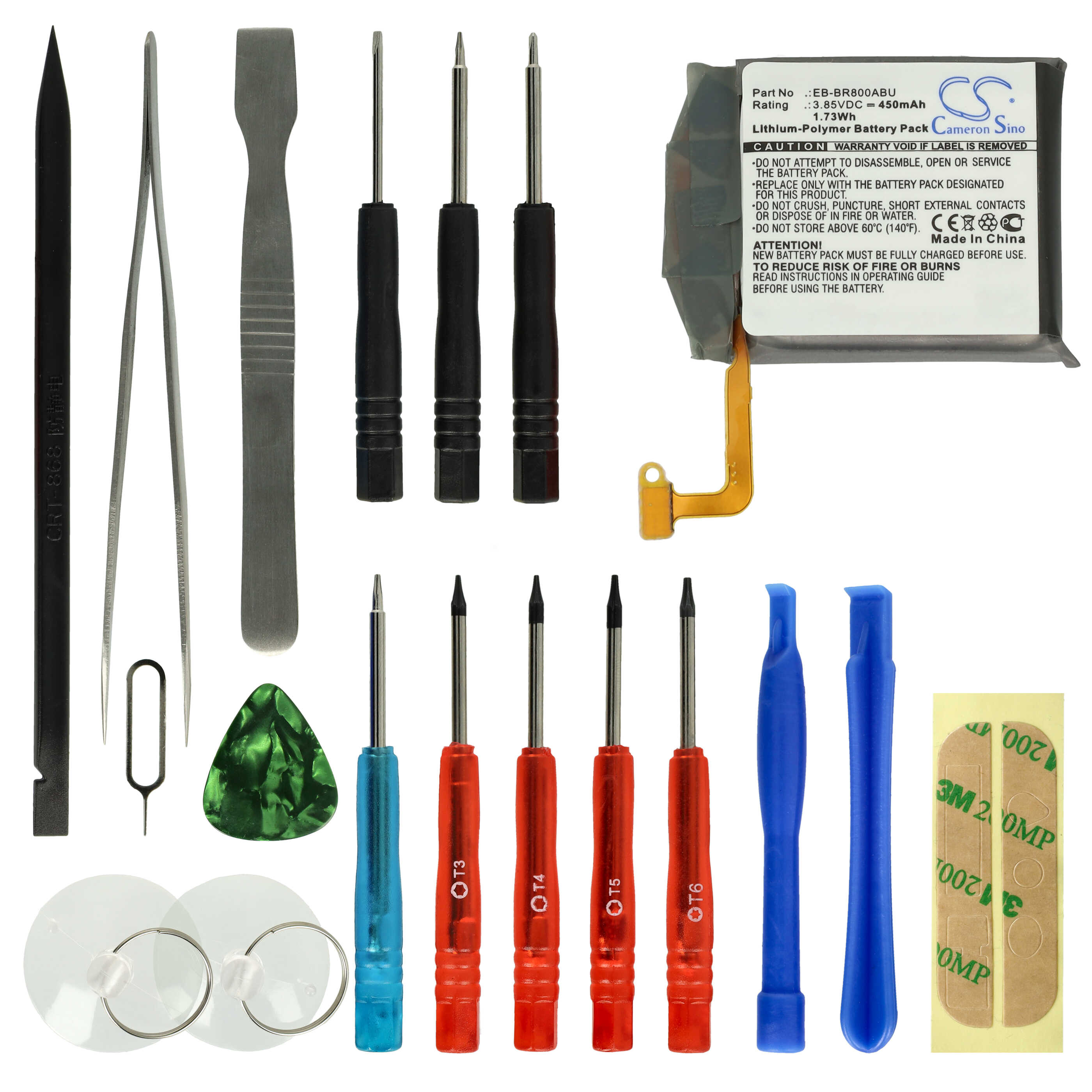Smartwatch Battery replaces Samsung EB-BR800ABU, GH43-04855A - 450 mAh 3.85 V Li-polymer + Tools