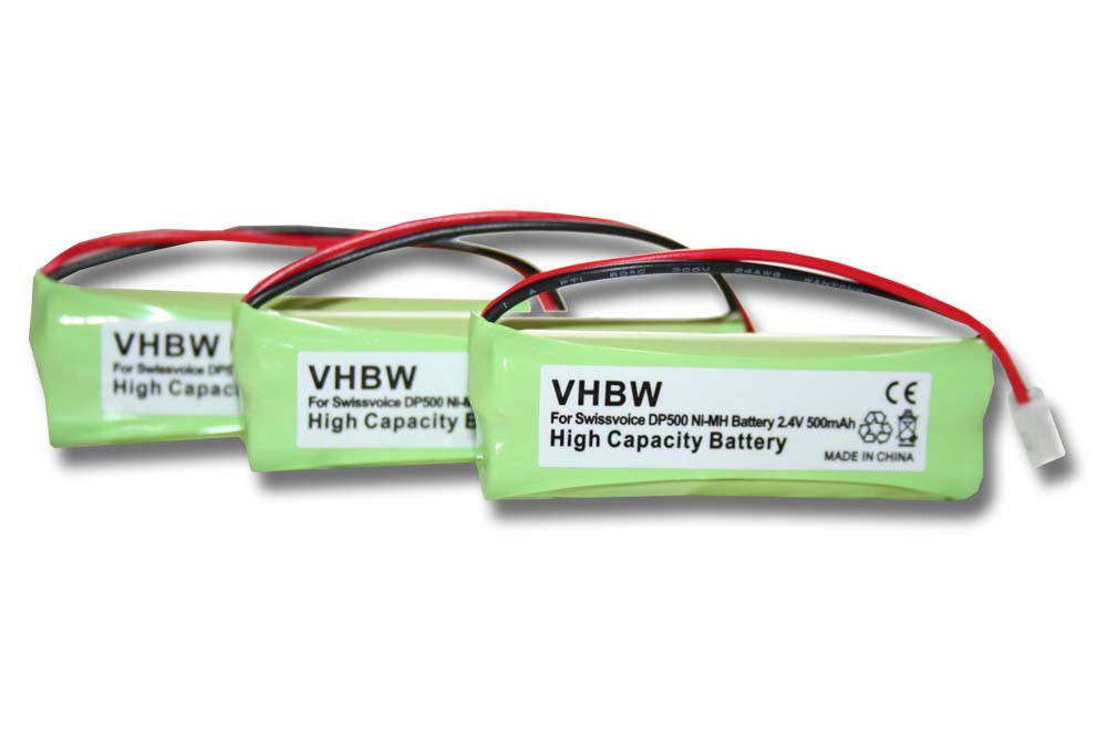 Batteries (3x pièces) remplace GPHC05RN01, GP1010, VT50AAAALH2BMJZ pour téléphone - 500mAh 2,4V NiMH