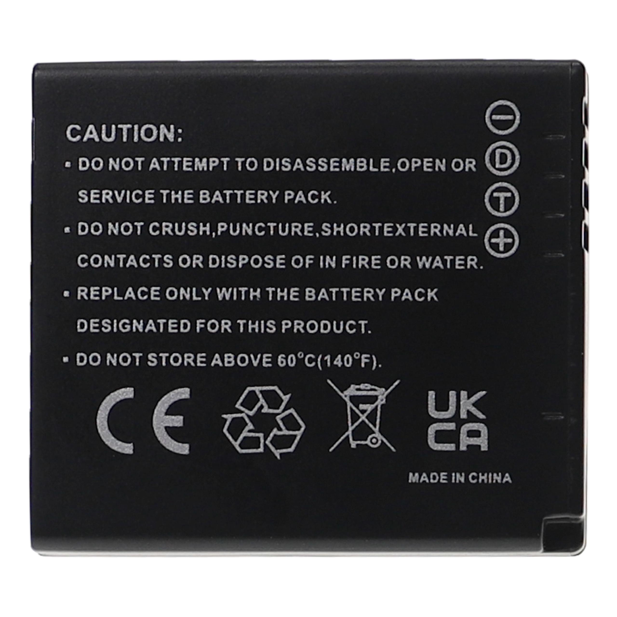Batterie remplace Panasonic CGA-S/106B, CGA-S/106C, CGA-S009 pour appareil photo - 1000mAh 3,7V Li-ion