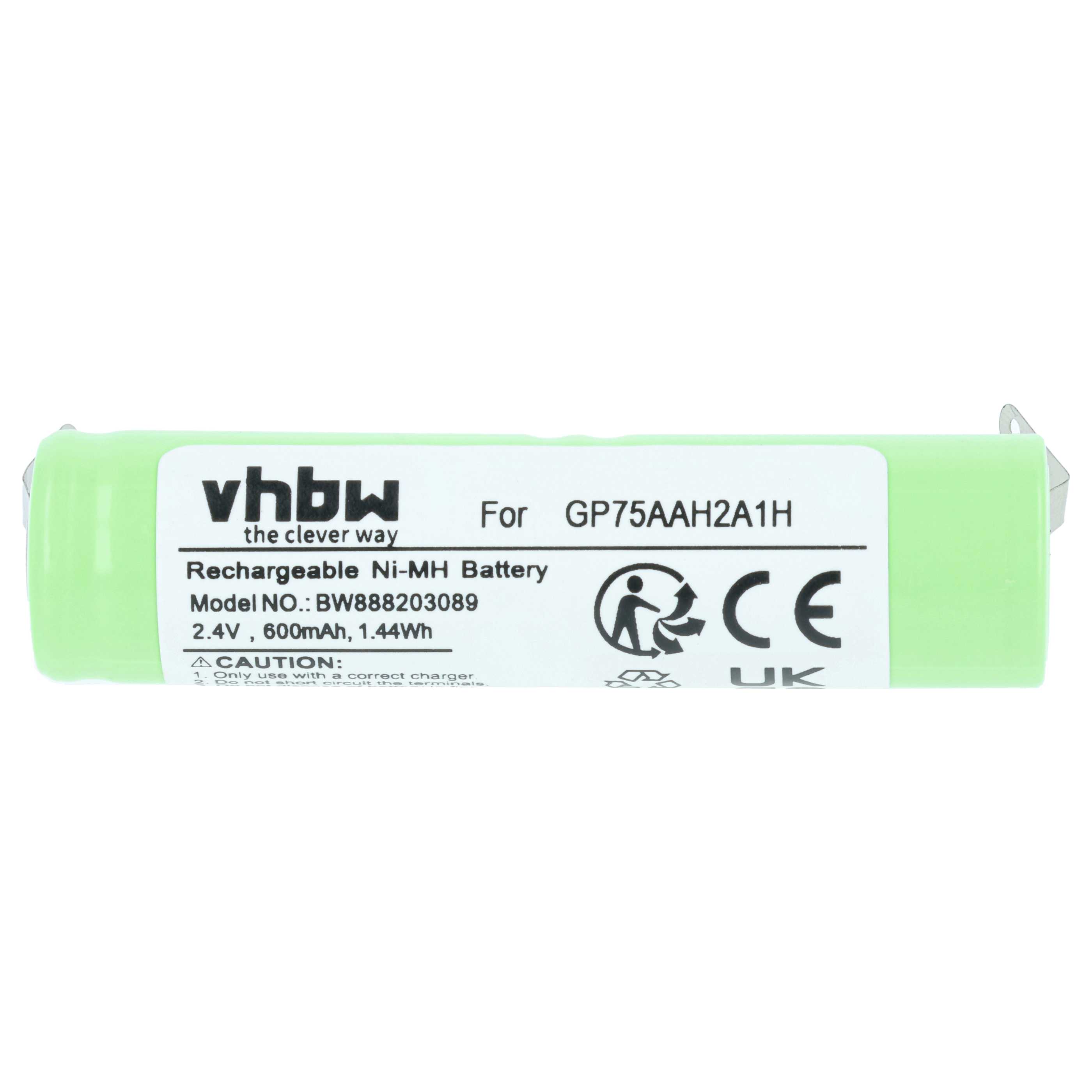 Batteria per spazzolino elettrico sostituisce Omron GP75AAH2A1H - 600mAh 2,4V NiMH