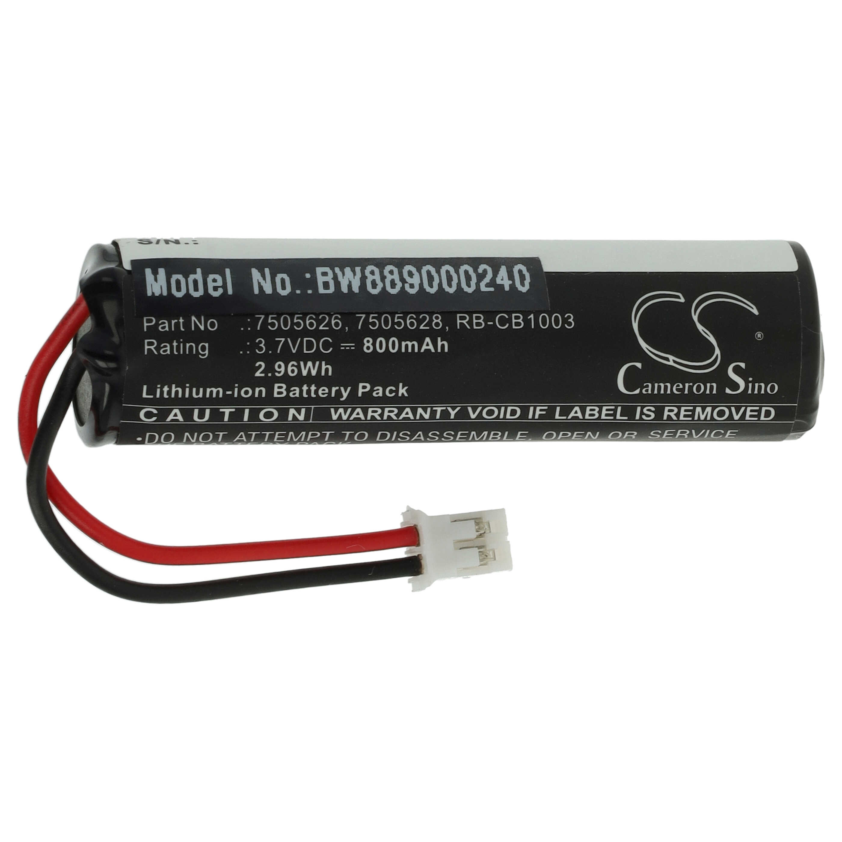 Batería reemplaza Morita 7505626, 7505628, RB-CB1003 para tecnología médica (800 mAh, 3,7 V, Li-Ion)