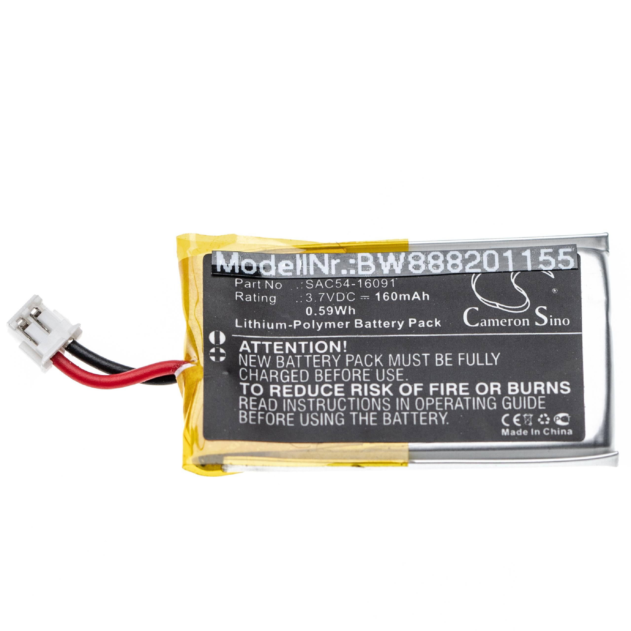 Batterie remplace Sportdog SAC54-16091 pour collier de dressage de chien - 160mAh 3,7V Li-polymère