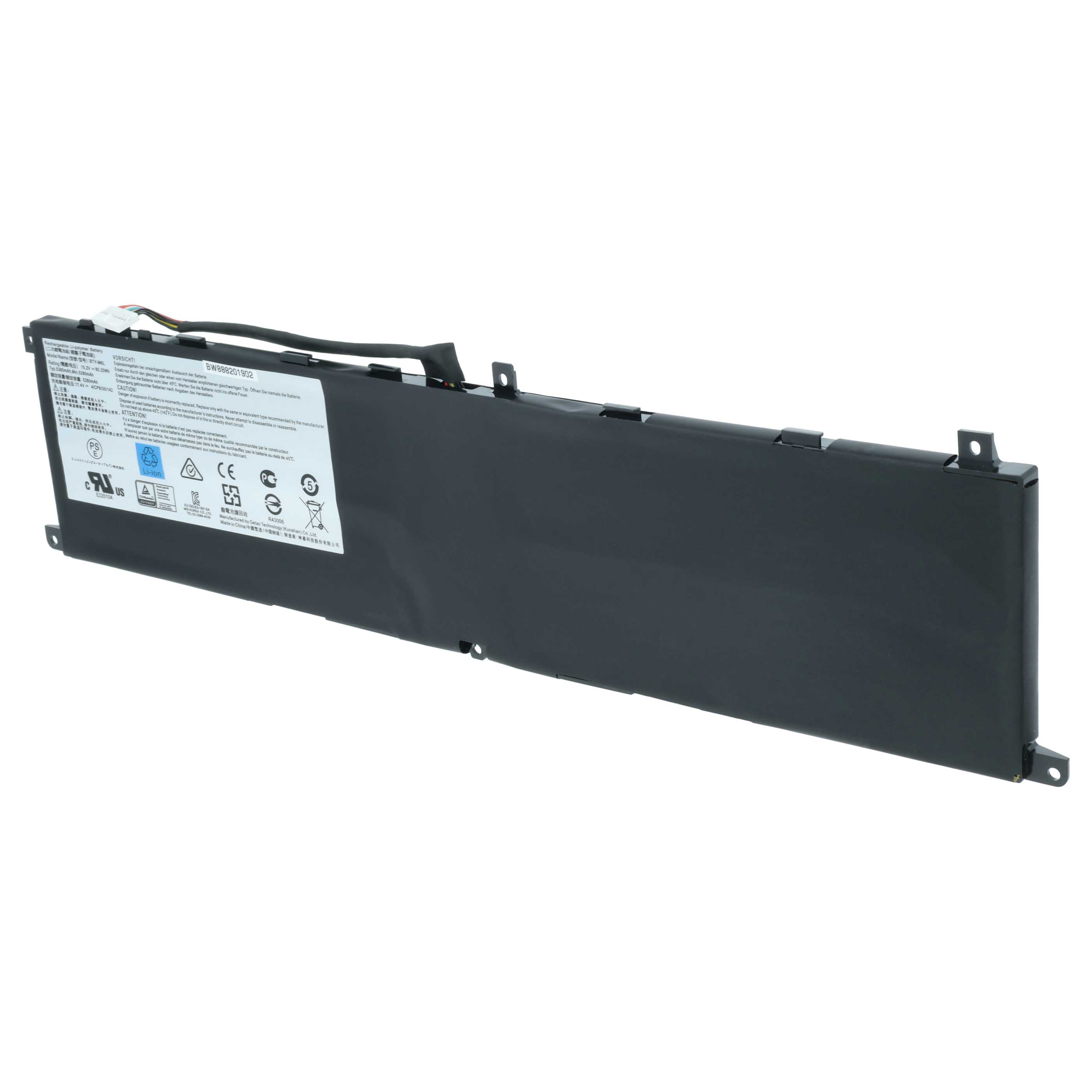 Notebook Battery replaces MSI BTY-M6L - 5200 mAh 15.2 V Li-polymer
