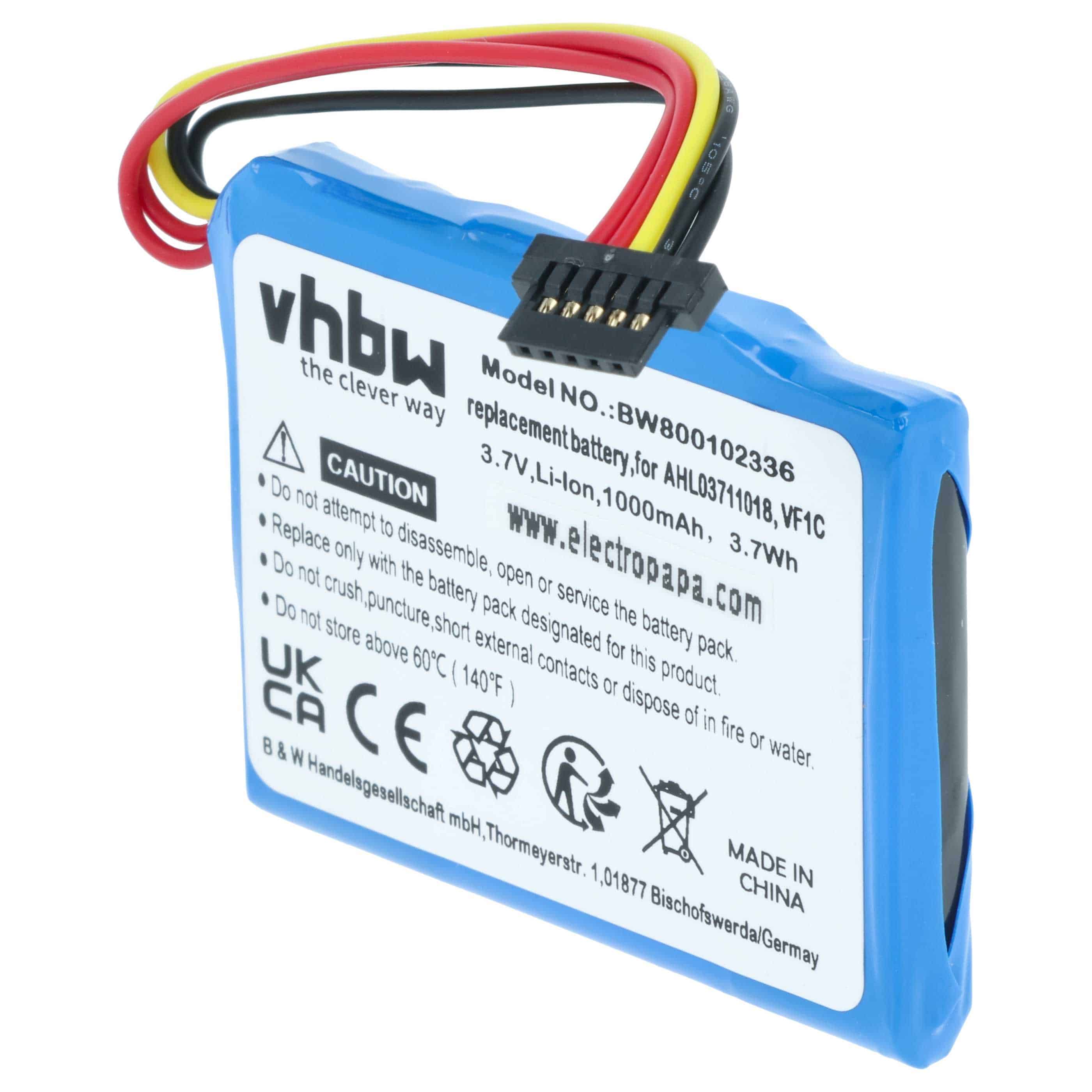 Akumulator do nawigacji GPS zamiennik TomTom AHL03711018, VF1C, AHL03711022, 4CQ02 - 1000 mAh 3,7 V Li-Ion
