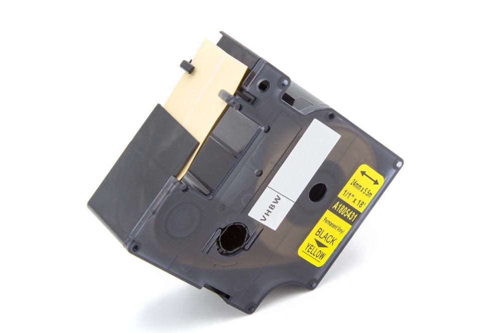 Label Tape replaces Dymo 1805431 - 24 mm Black to Yellow, Vinyl