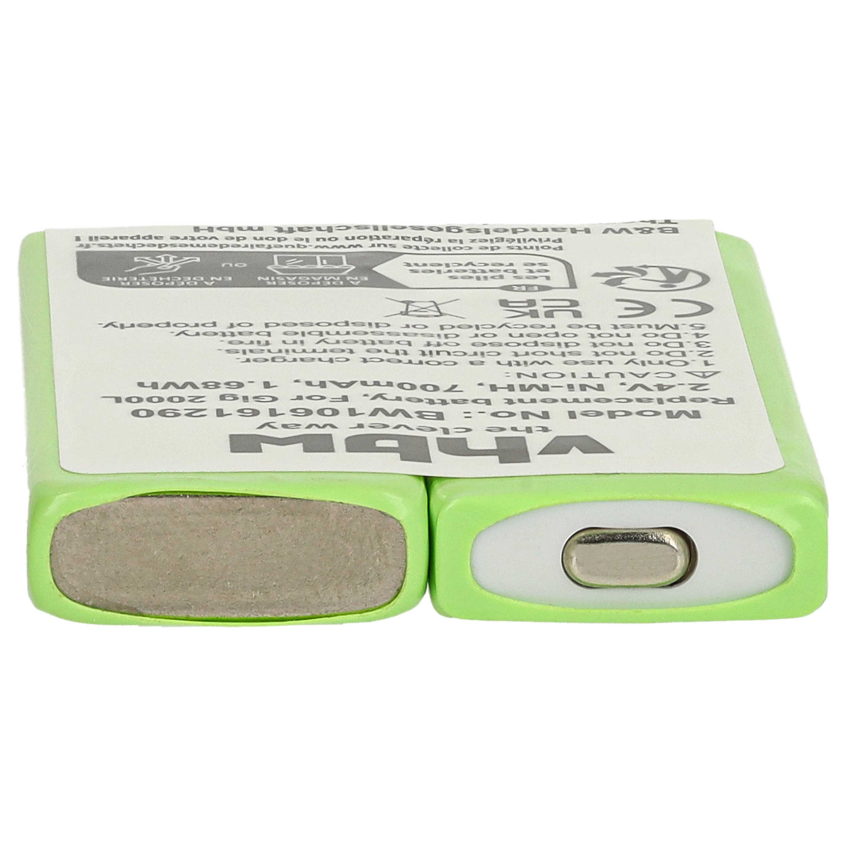 2x Batteries remplace 4506306, 4506.306, 8M2BZ, 7M2BZ, B3880/106483 pour téléphone GP - 700mAh 2,4V NiMH