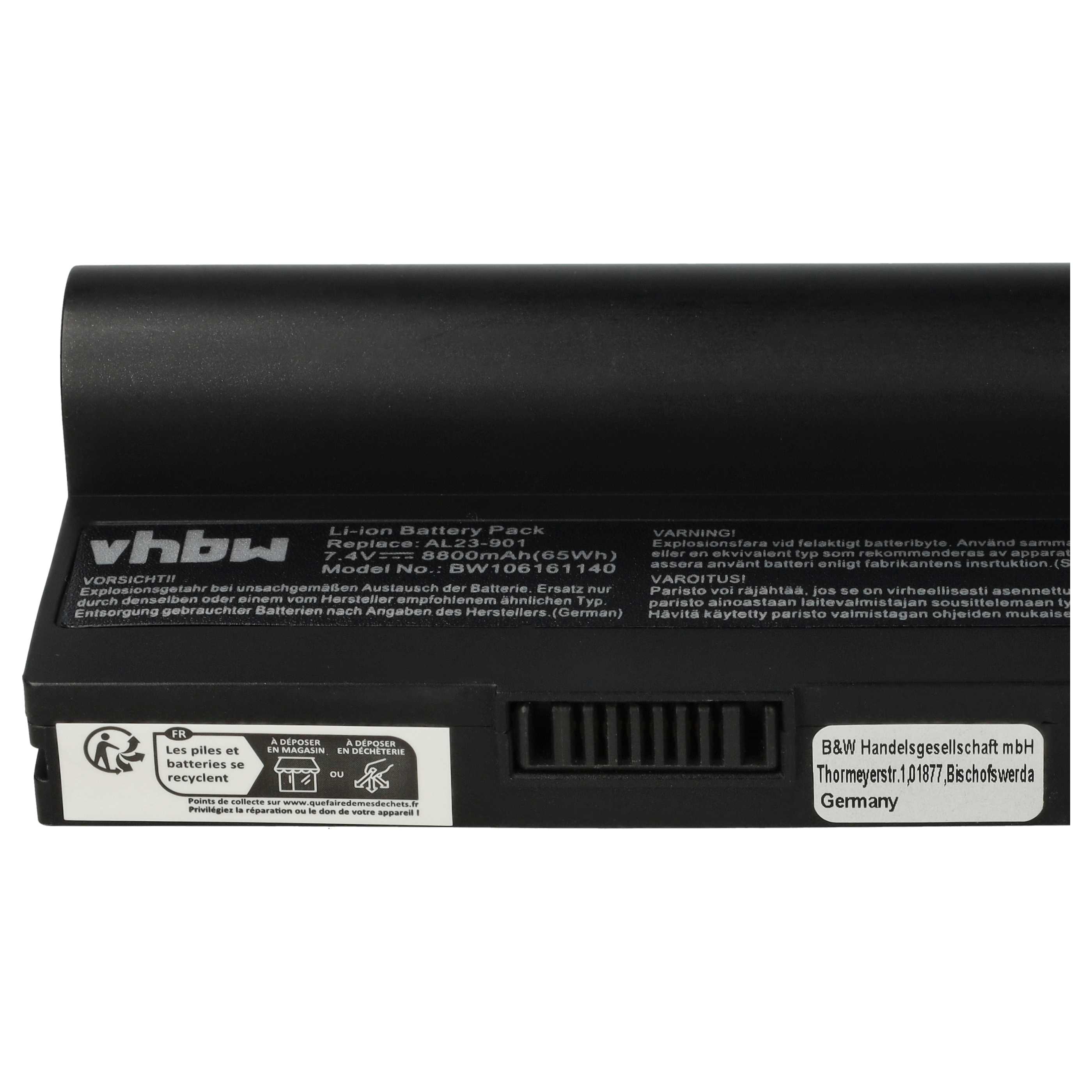 Akumulator do laptopa zamiennik Asus AL23-901, AL22-901, AP22-1000, AL24-1000 - 8800 mAh 7,4 V Li-Ion, czarny