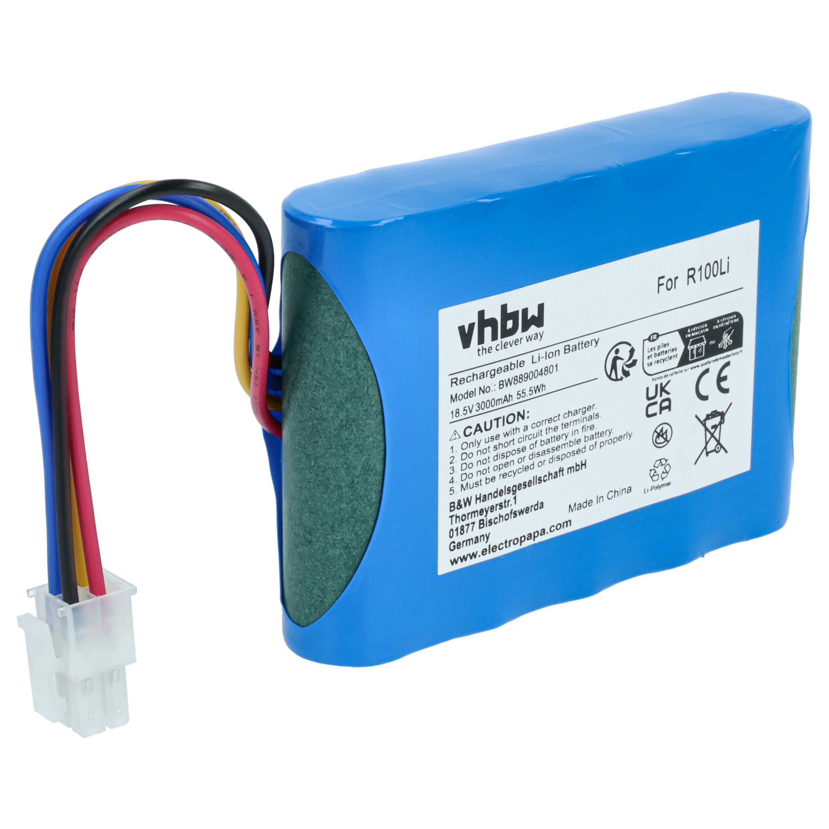 Battery Replacement for Husqvarna 584 82 28-01, 584 85 28-01, 584 82 28-02 - 3 Ah 18.5 V Li-Ion, blue