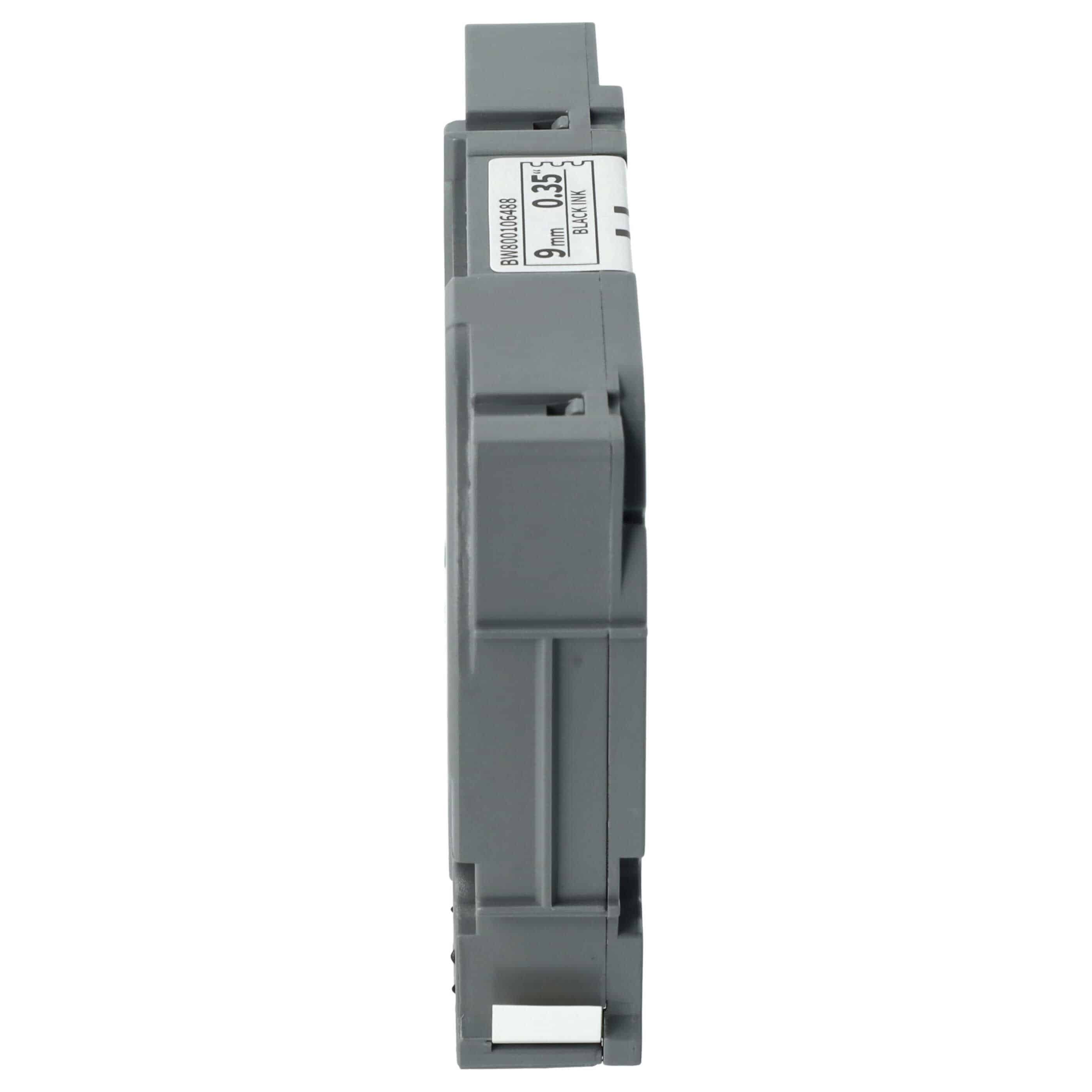 50x Label Tape replaces Brother TZ-221, TZE-221 - 9 mm Black to White