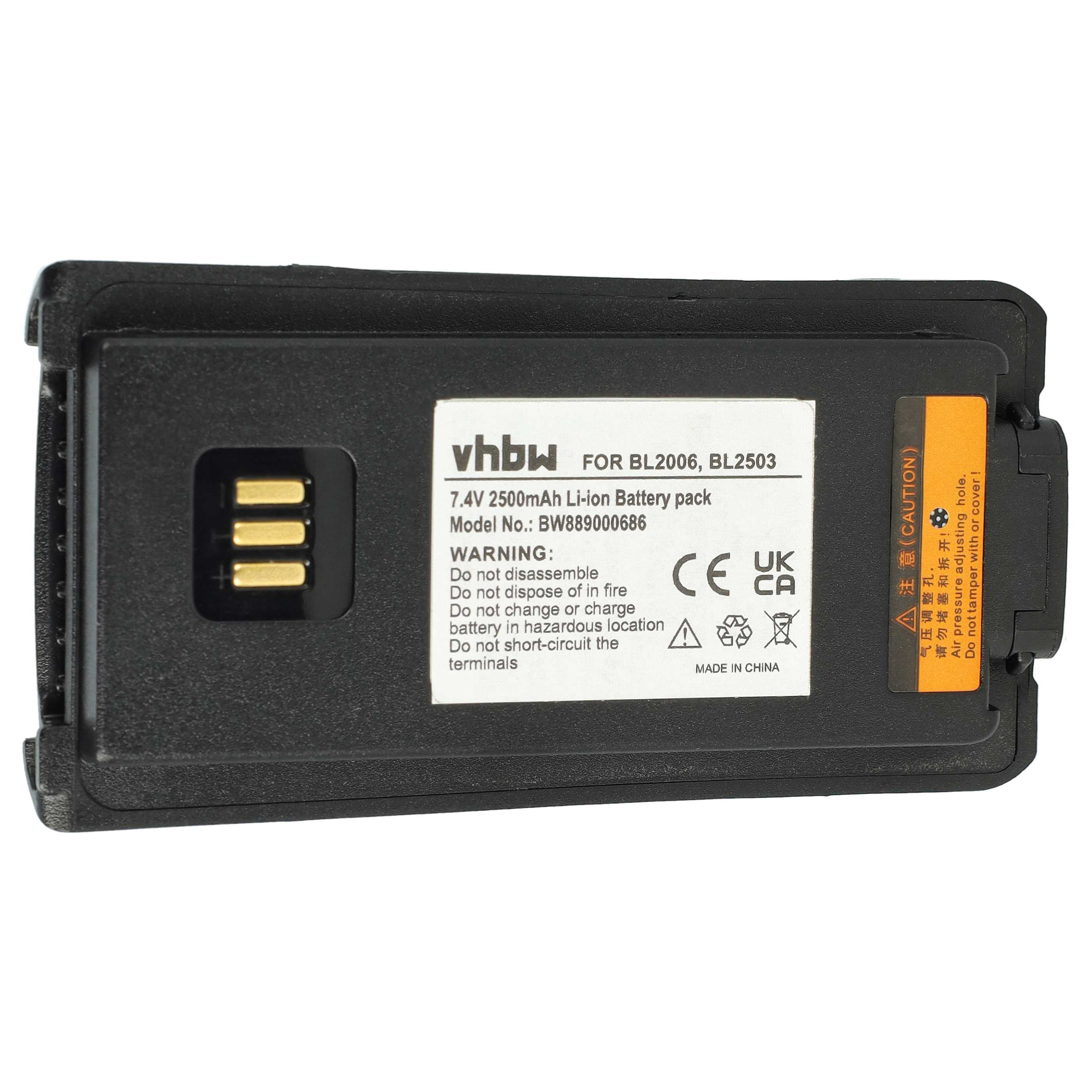 Akku (3 Stück) als Ersatz für Hyt BL2006Li, BL2008, BL2006 für Harris für Funkgerät - 2500mAh 7,4V Li-Ion