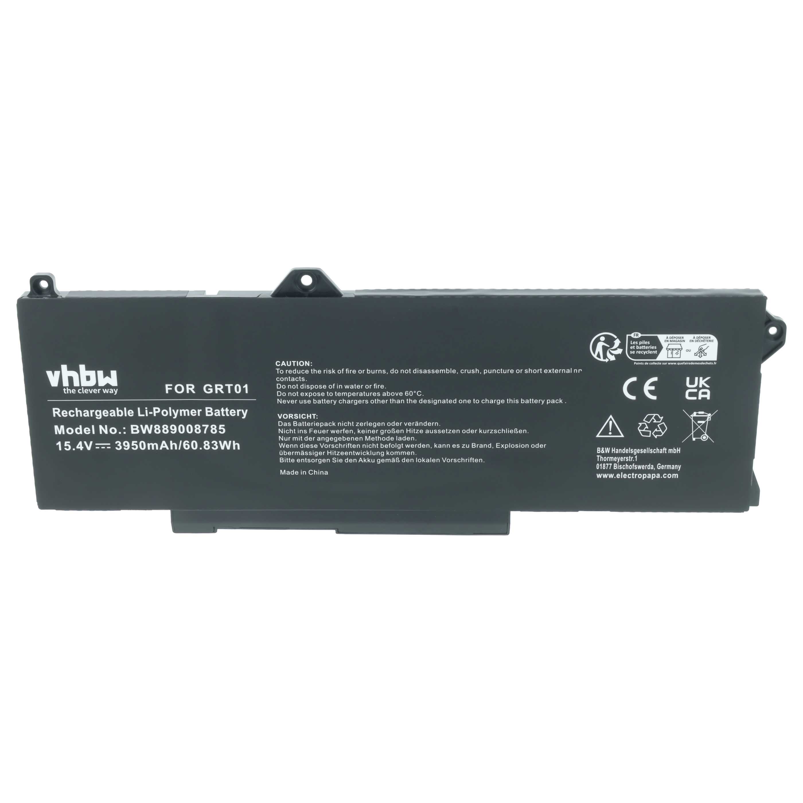 Notebook-Akku als Ersatz für Dell 53XP7, 00P3TJ, 05RGW, 0R05P0, 9JRV0 für Dell - 3950mAh 15,4V Li-Polymer